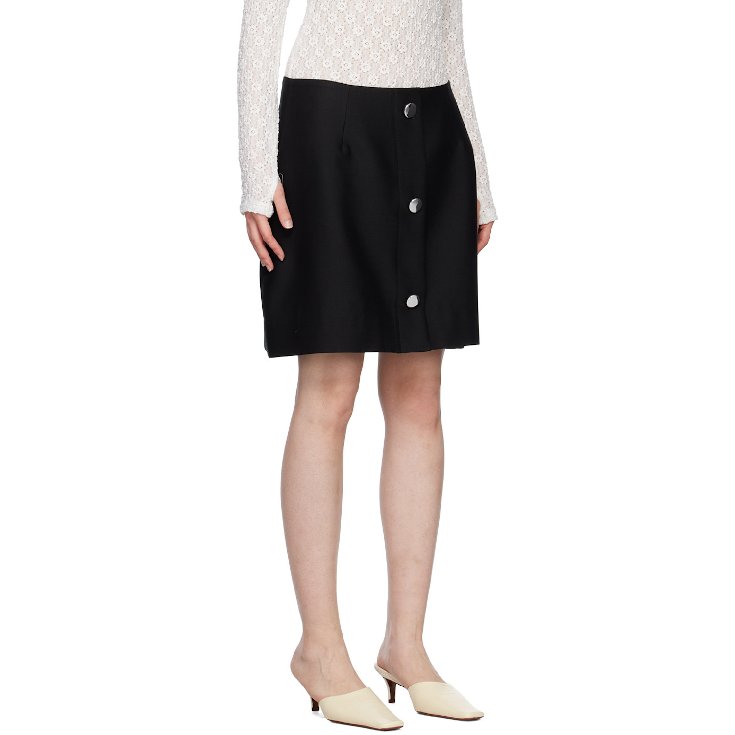  Minjukim Black Button Miniskirt 