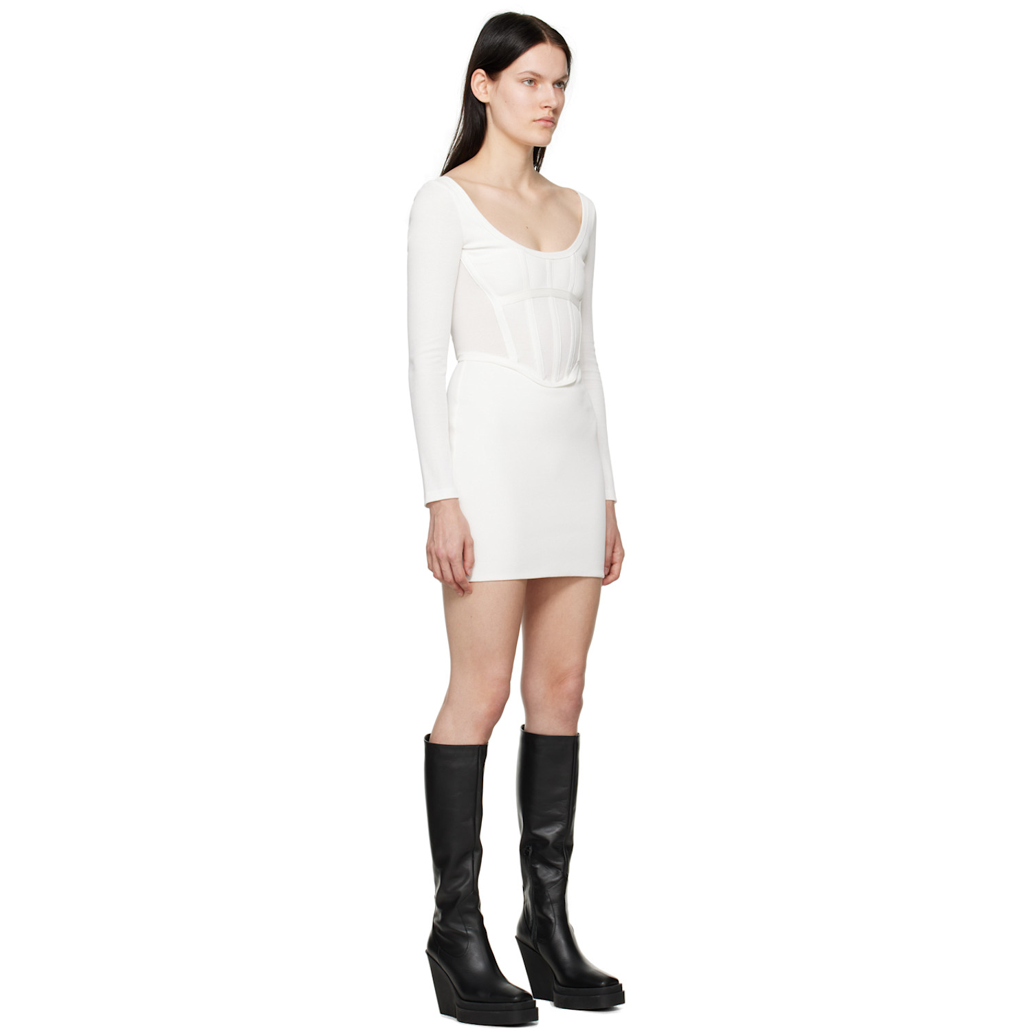  Dion Lee White Rib Corset Minidress 