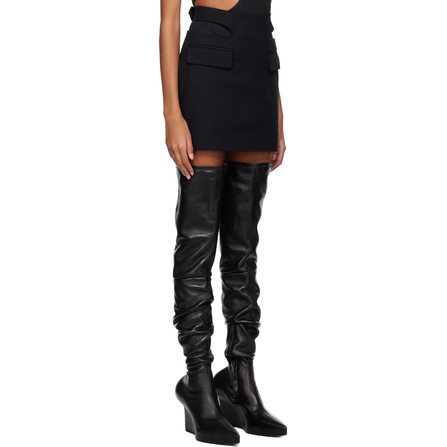  Dion Lee Black Y Front Buckle Miniskirt 