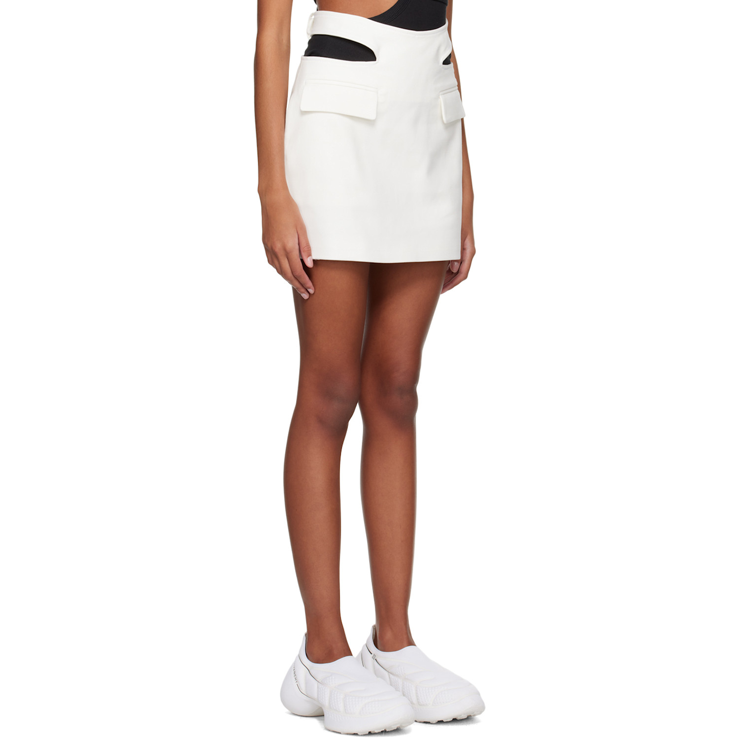  Dion Lee White Y Front Buckle Miniskirt 