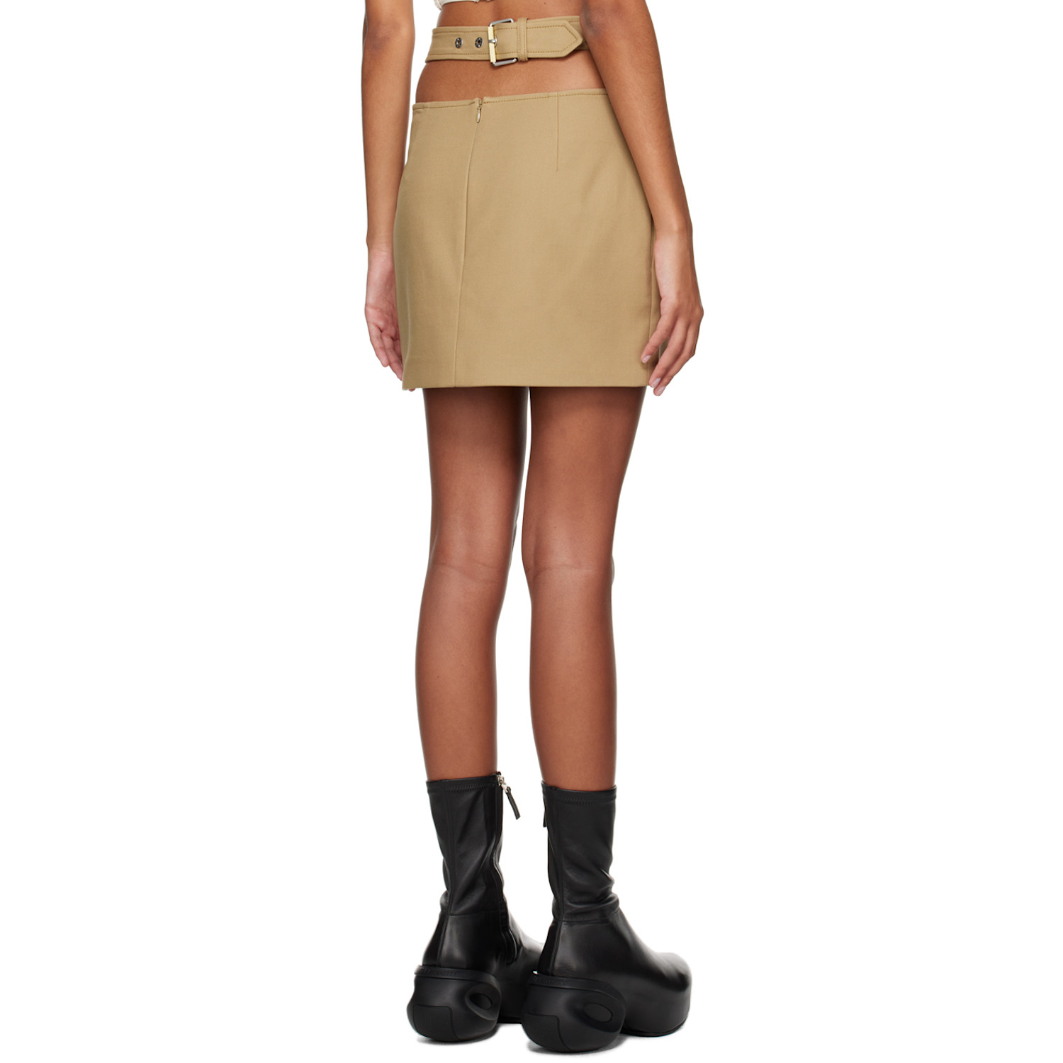  Dion Lee Khaki Y Front Buckle Miniskirt 
