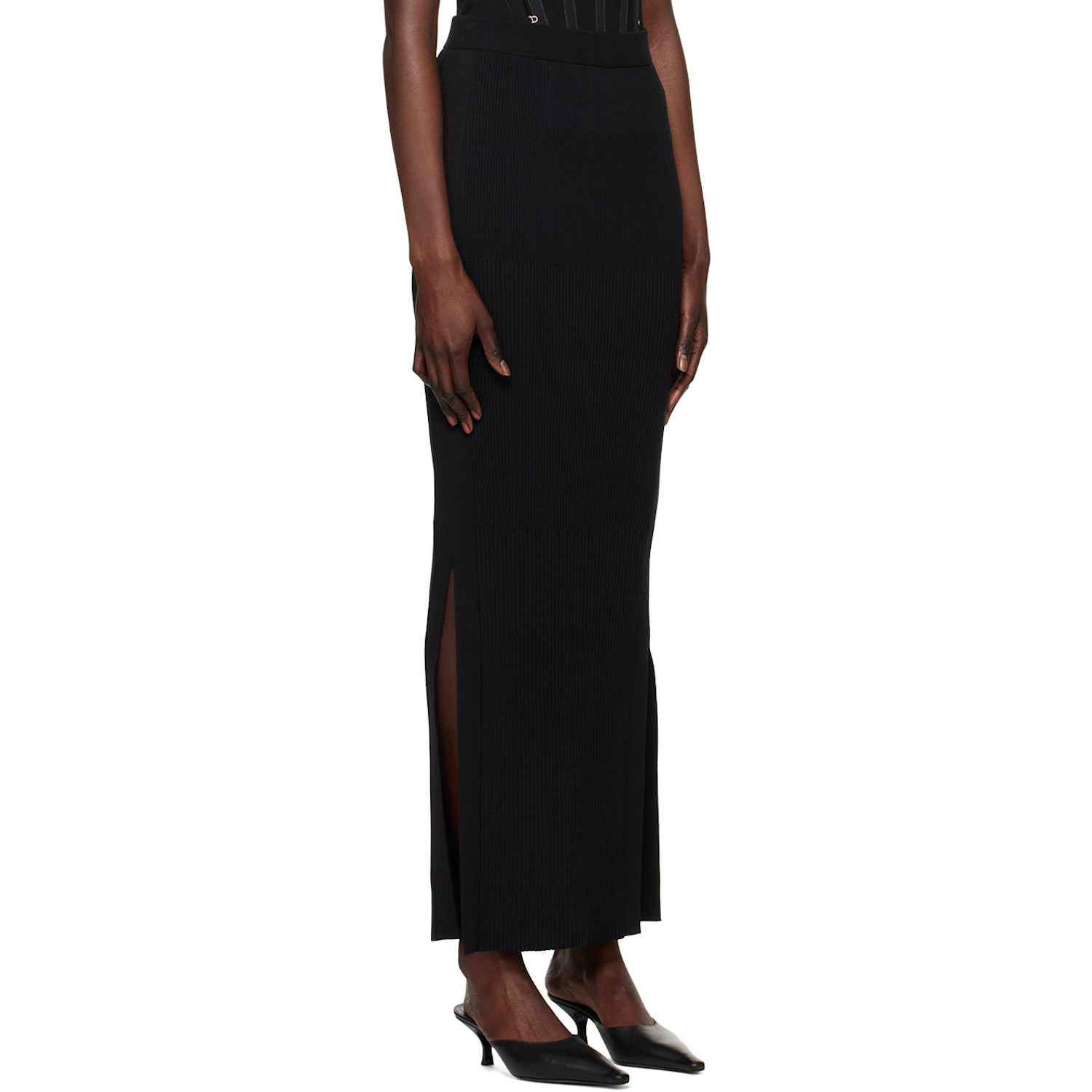  Dion Lee Black Gradient Rib Maxi Skirt 