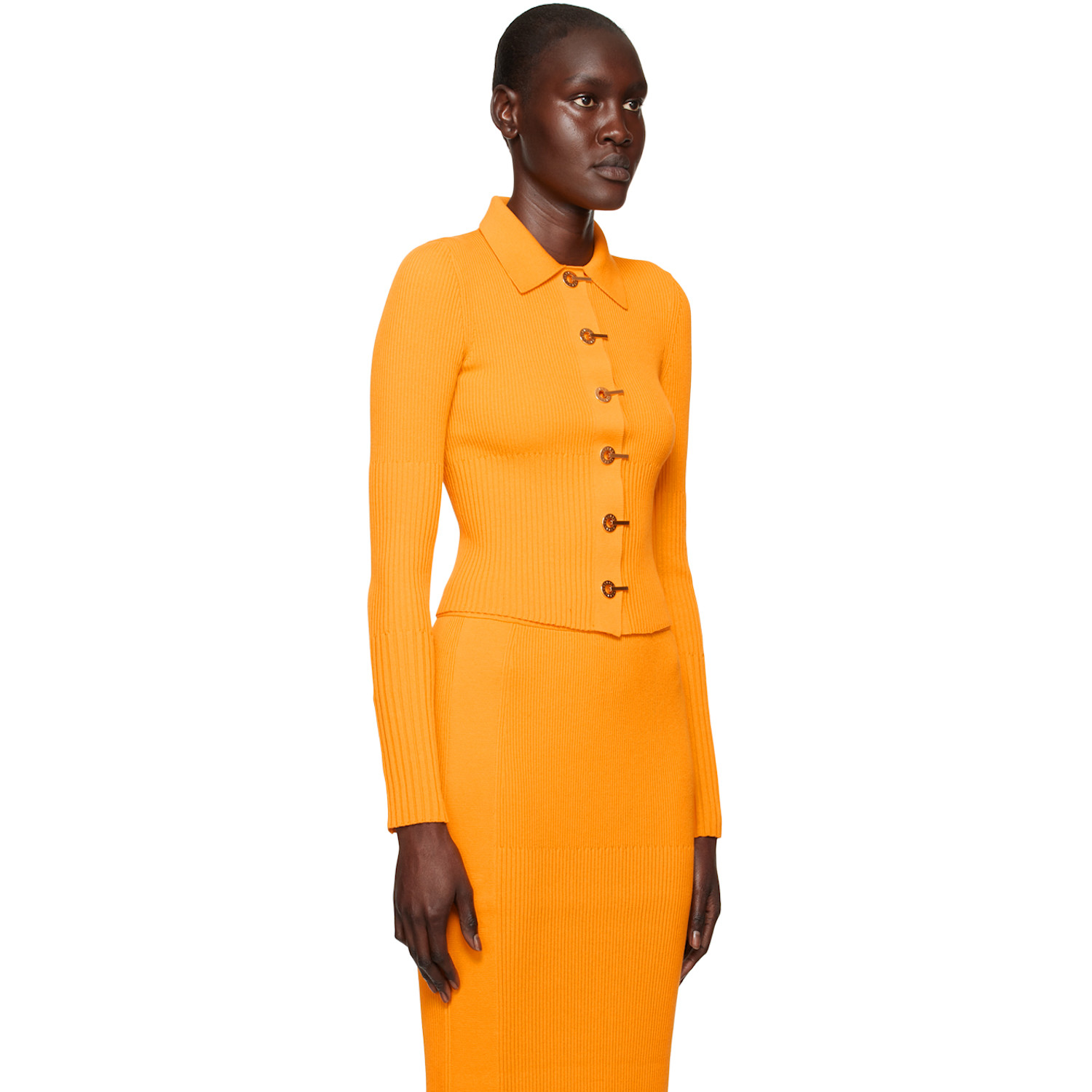  Dion Lee Yellow Gradient Rib Cardigan 