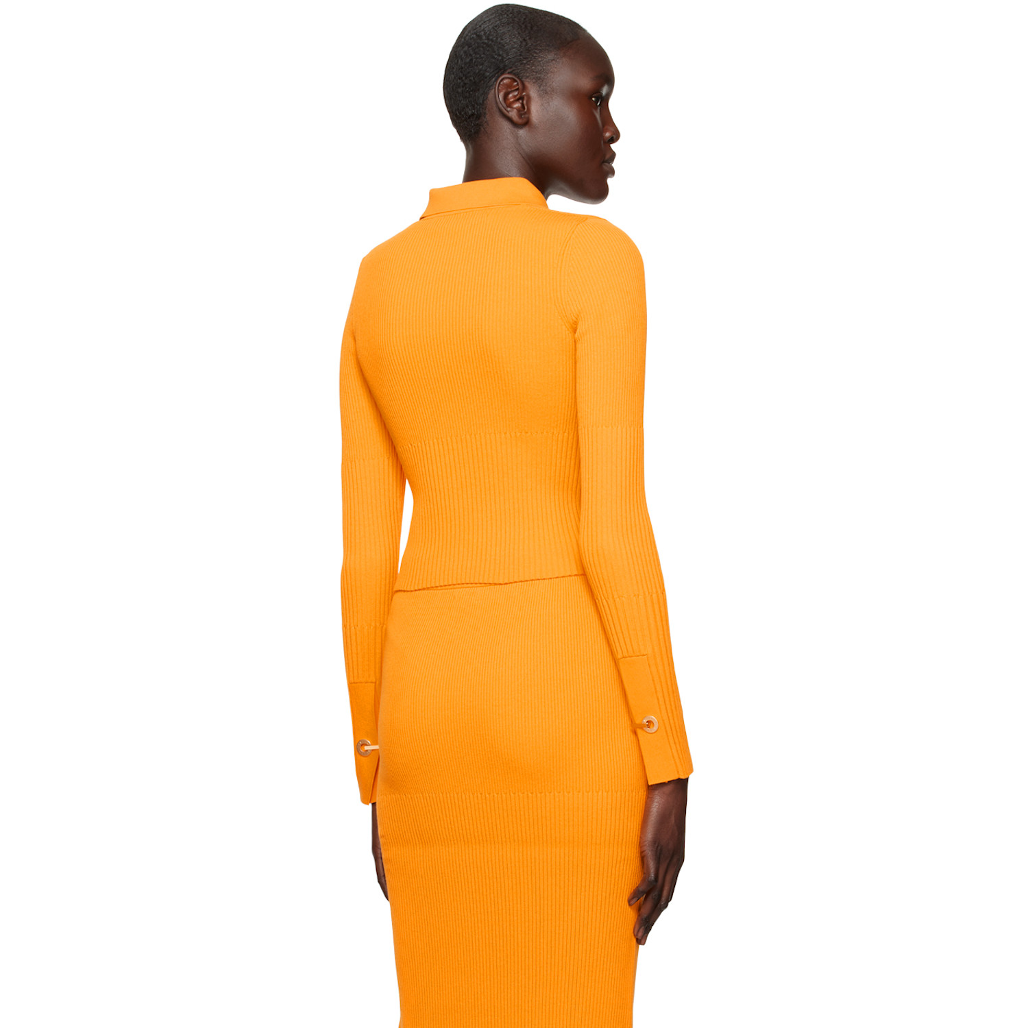  Dion Lee Yellow Gradient Rib Cardigan 