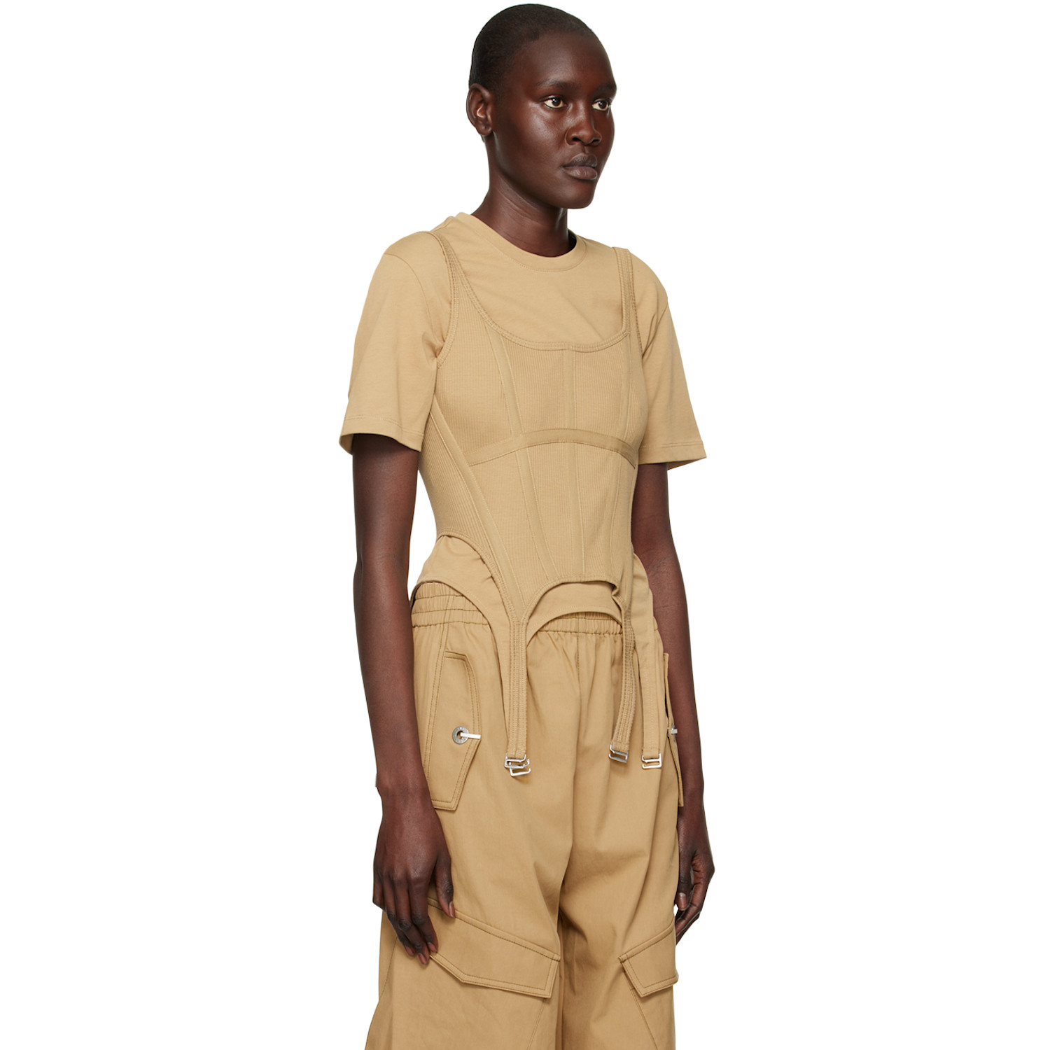  Dion Lee Khaki Combat Corset Tank Top 