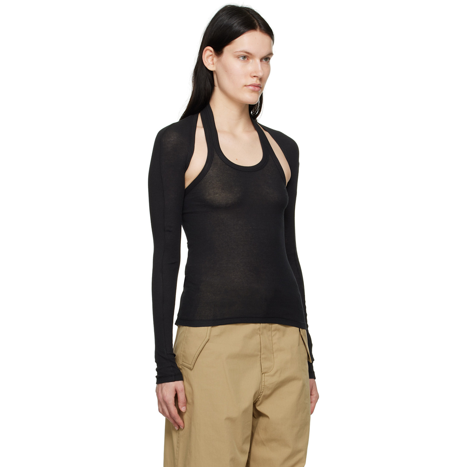  Dion Lee Black Modular Long Sleeve T-shirt 