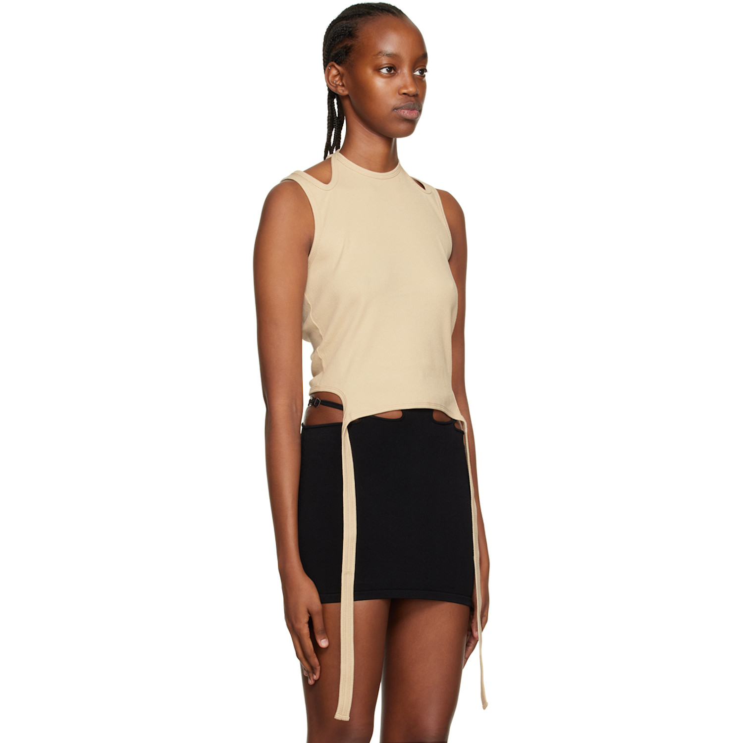  Dion Lee Beige Halter Tie Tank Top 