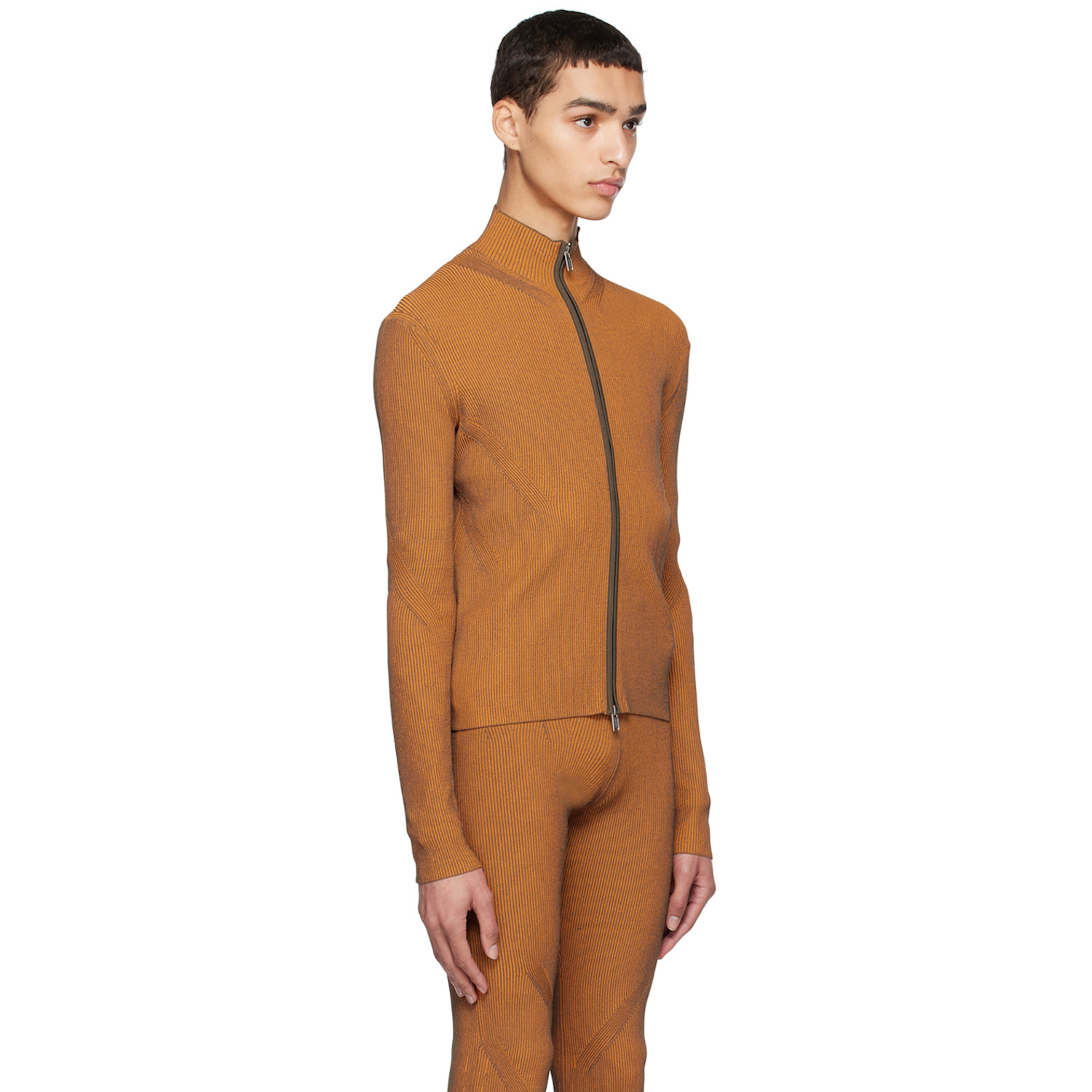 Dion Lee Orange Angled Rib Sweater 