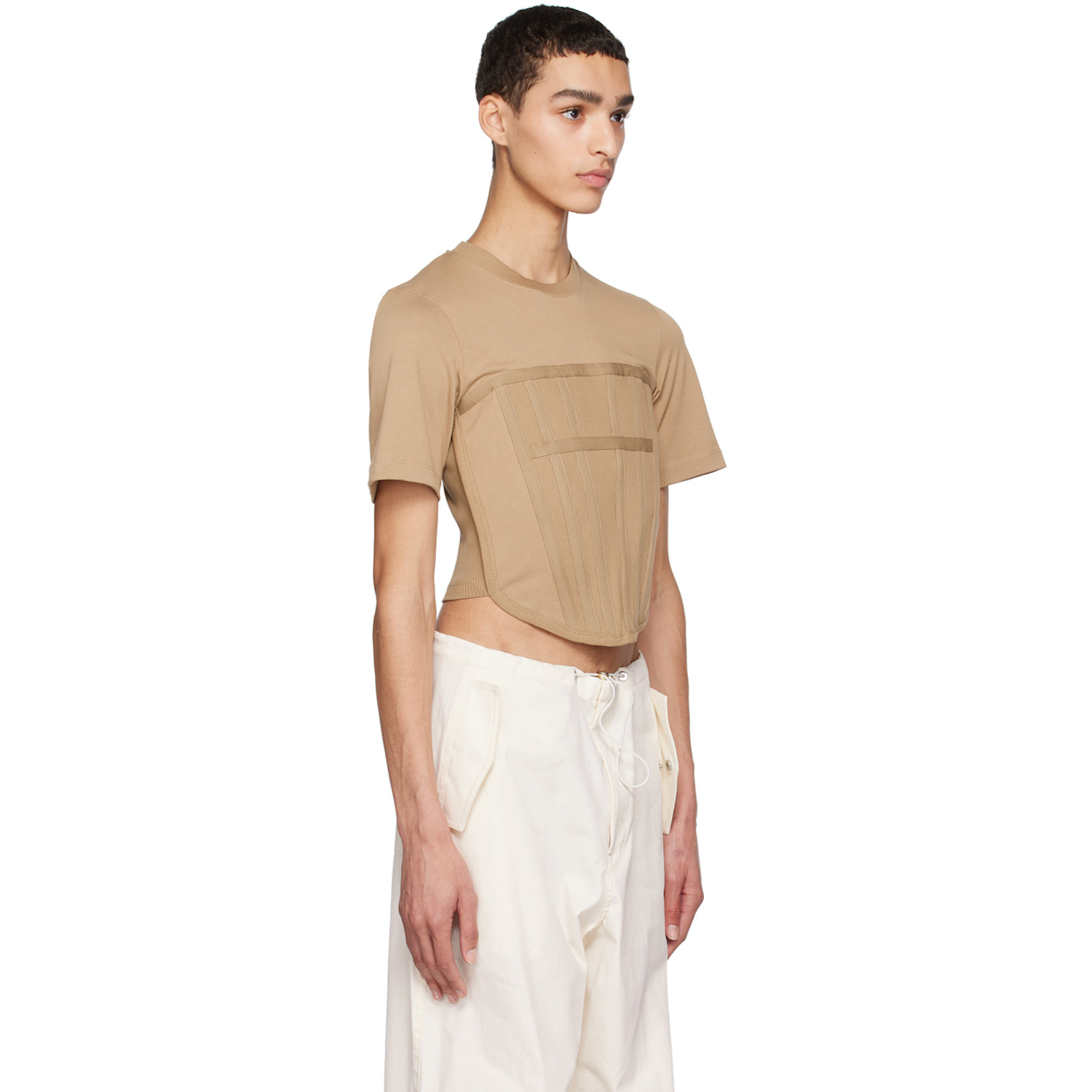  Dion Lee Khaki Corset T-shirt 