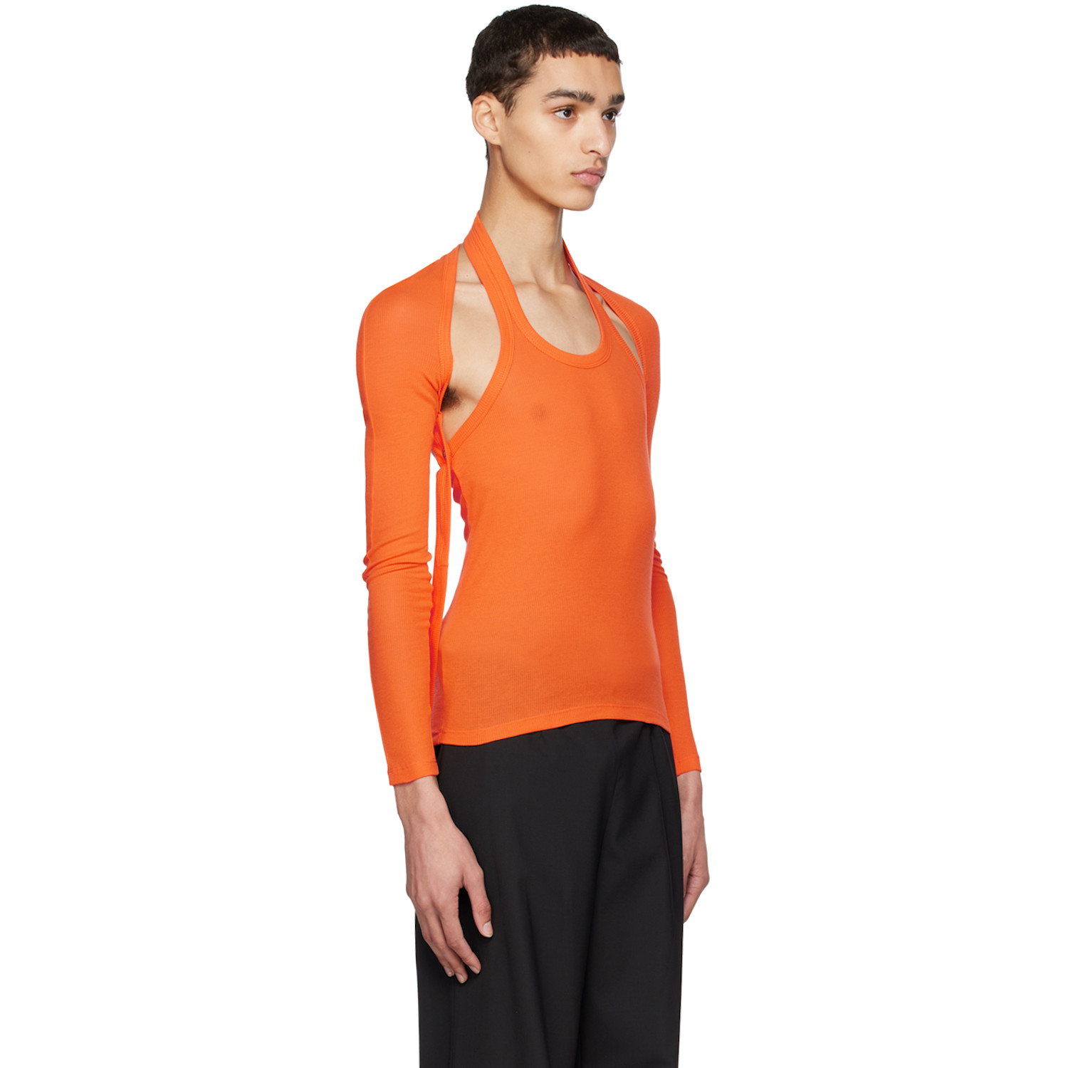  Dion Lee Orange Modular Halter Long Sleeve T-shirt 