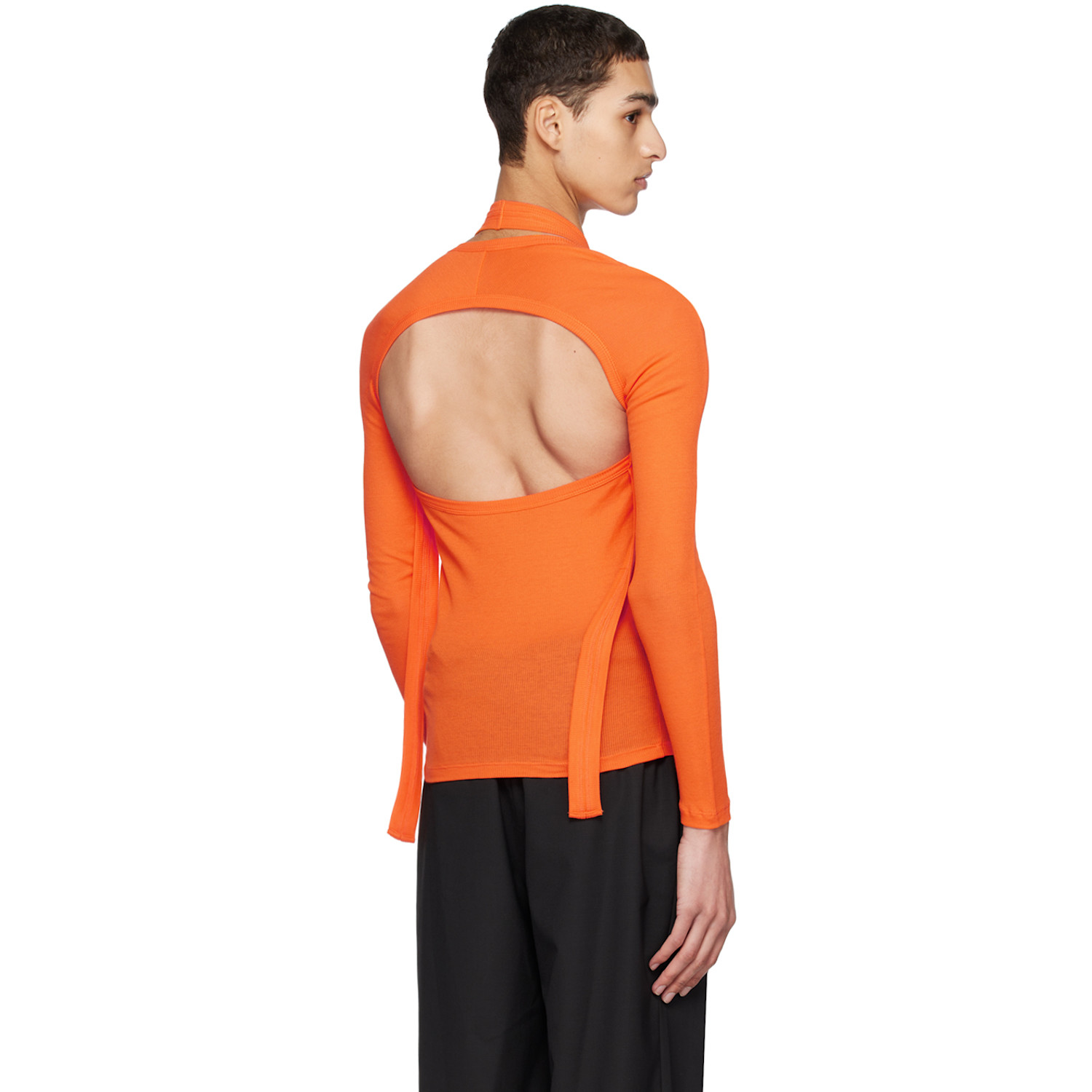  Dion Lee Orange Modular Halter Long Sleeve T-shirt 