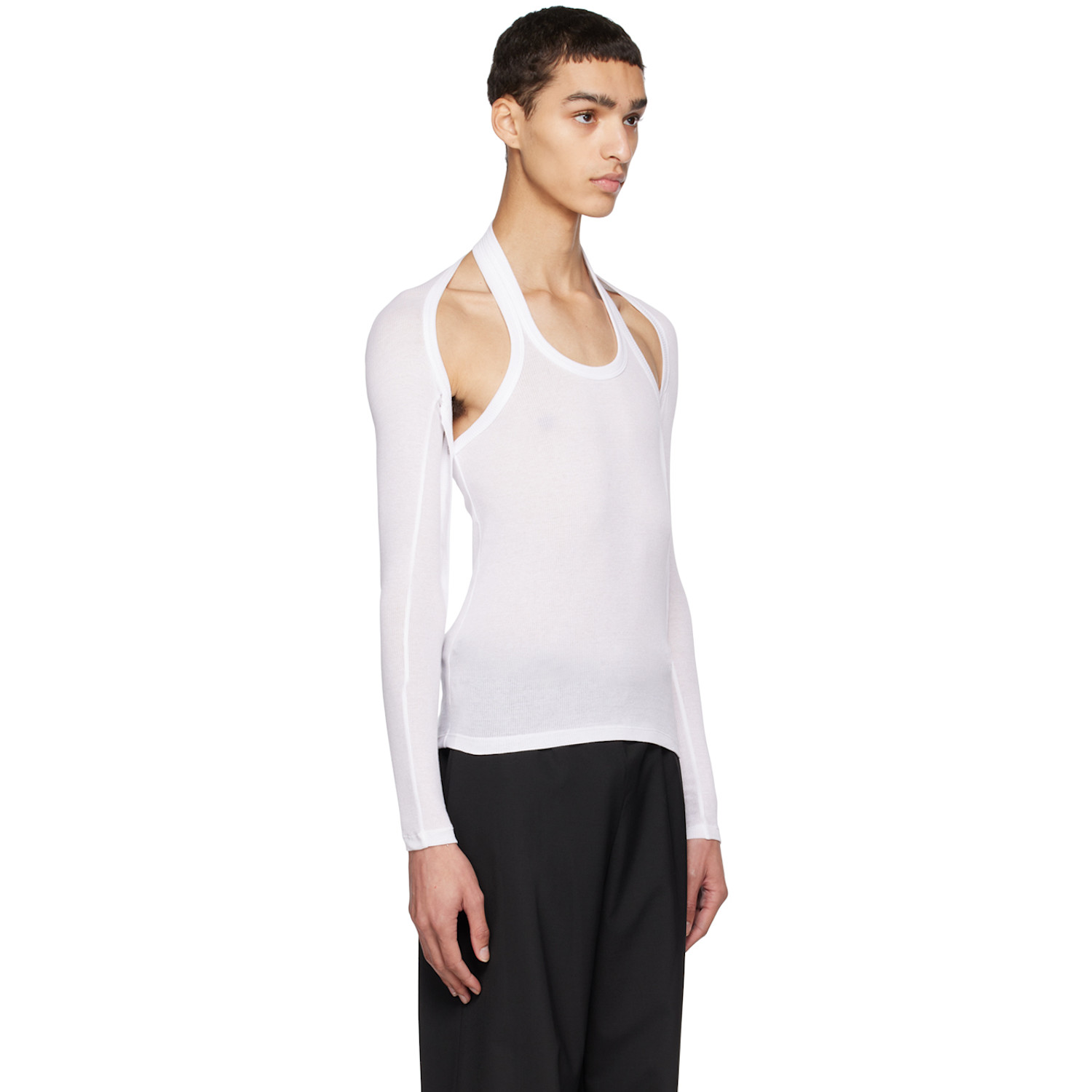  Dion Lee White Modular Halter Long Sleeve T-shirt 