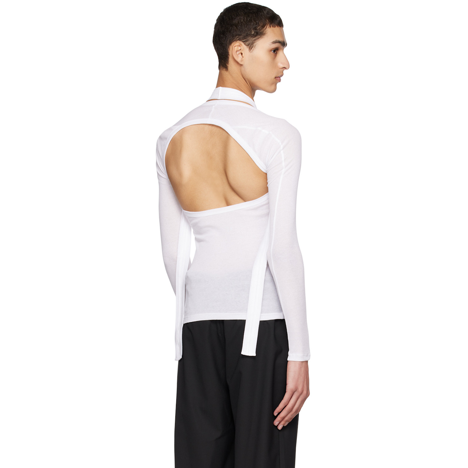  Dion Lee White Modular Halter Long Sleeve T-shirt 