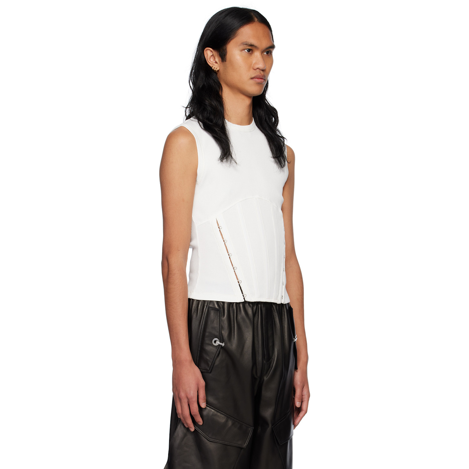  Dion Lee White Split Hem Tank Top 