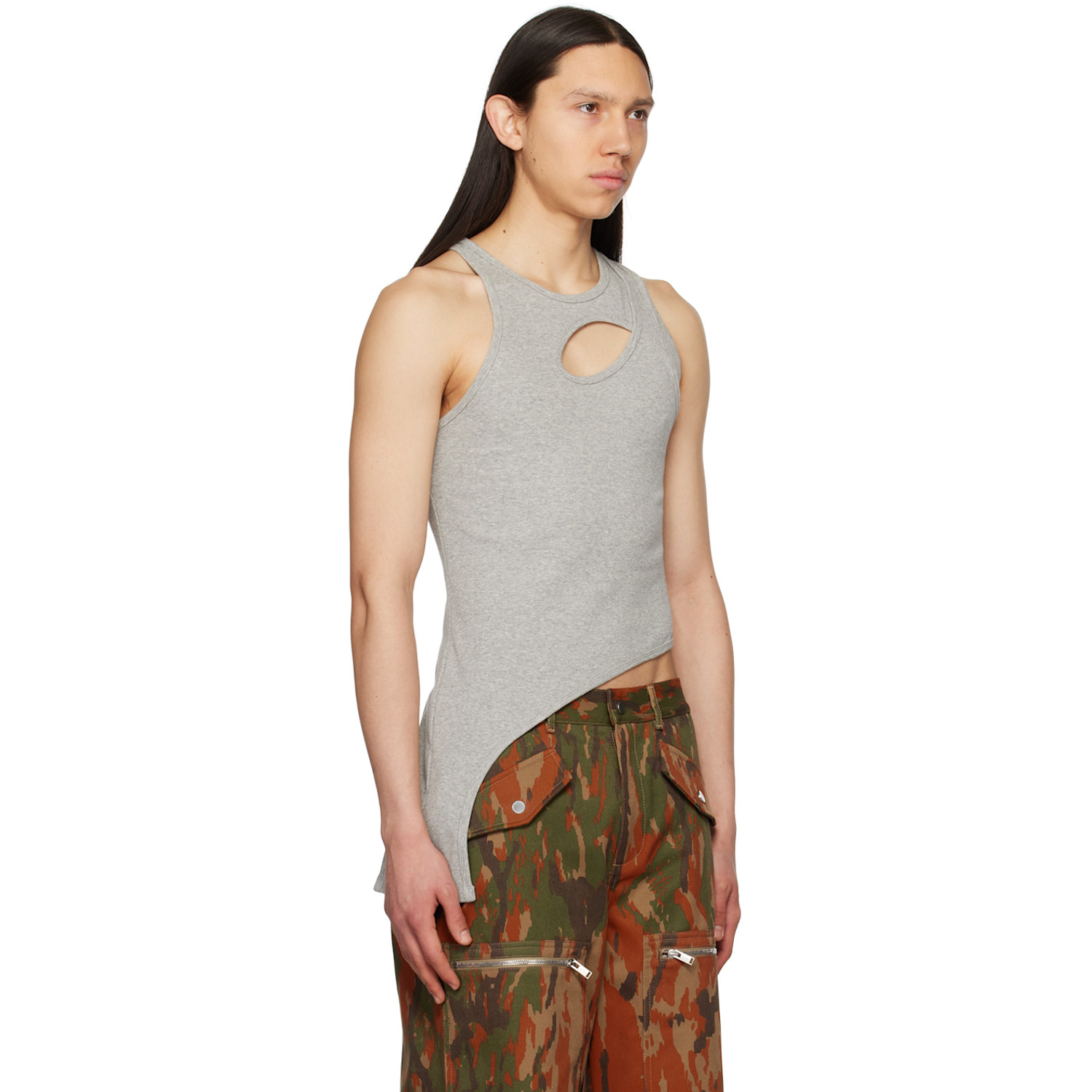  Dion Lee Gray Bone Marle Tank Top 