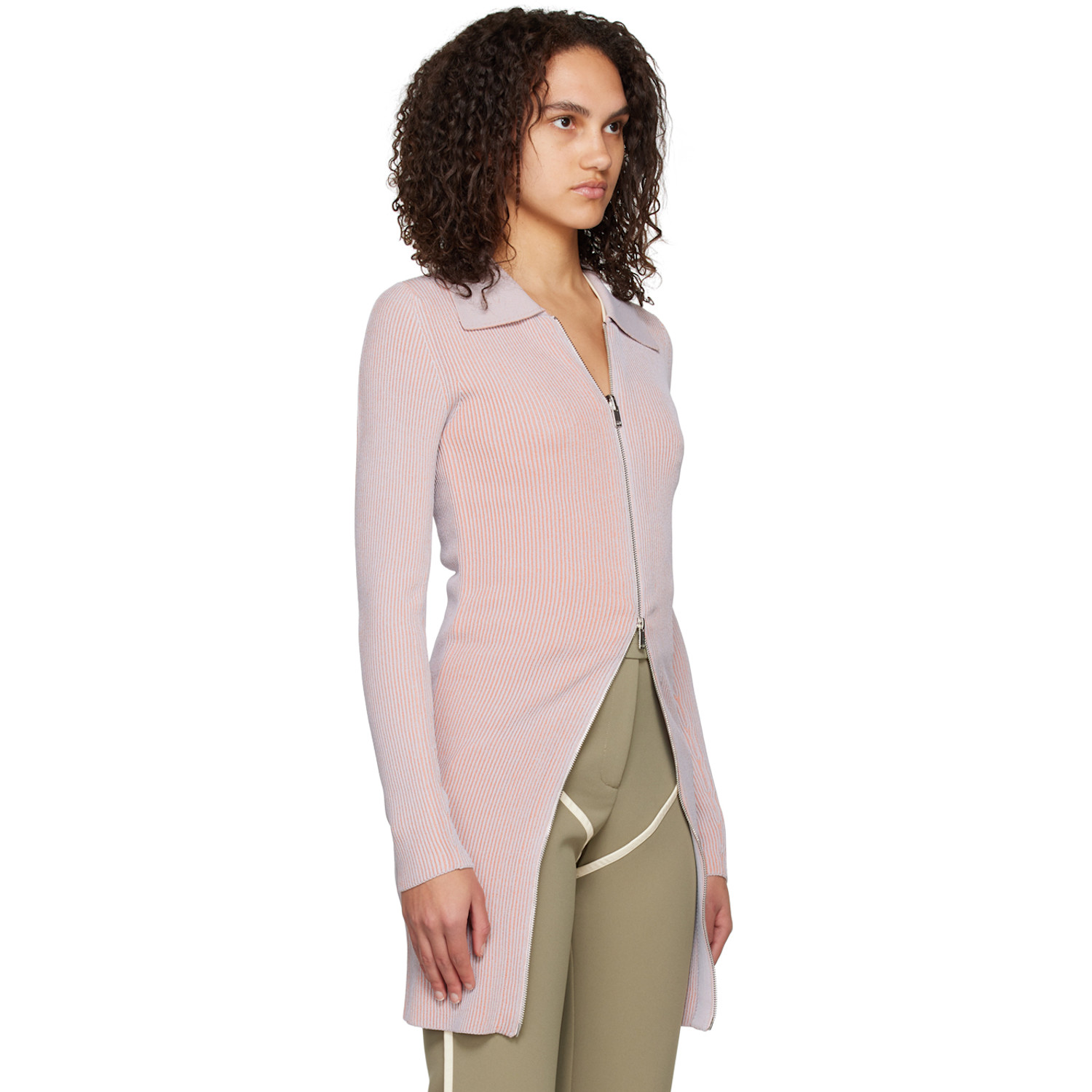  Paris Georgia Gray & Pink Zip-up Polo 