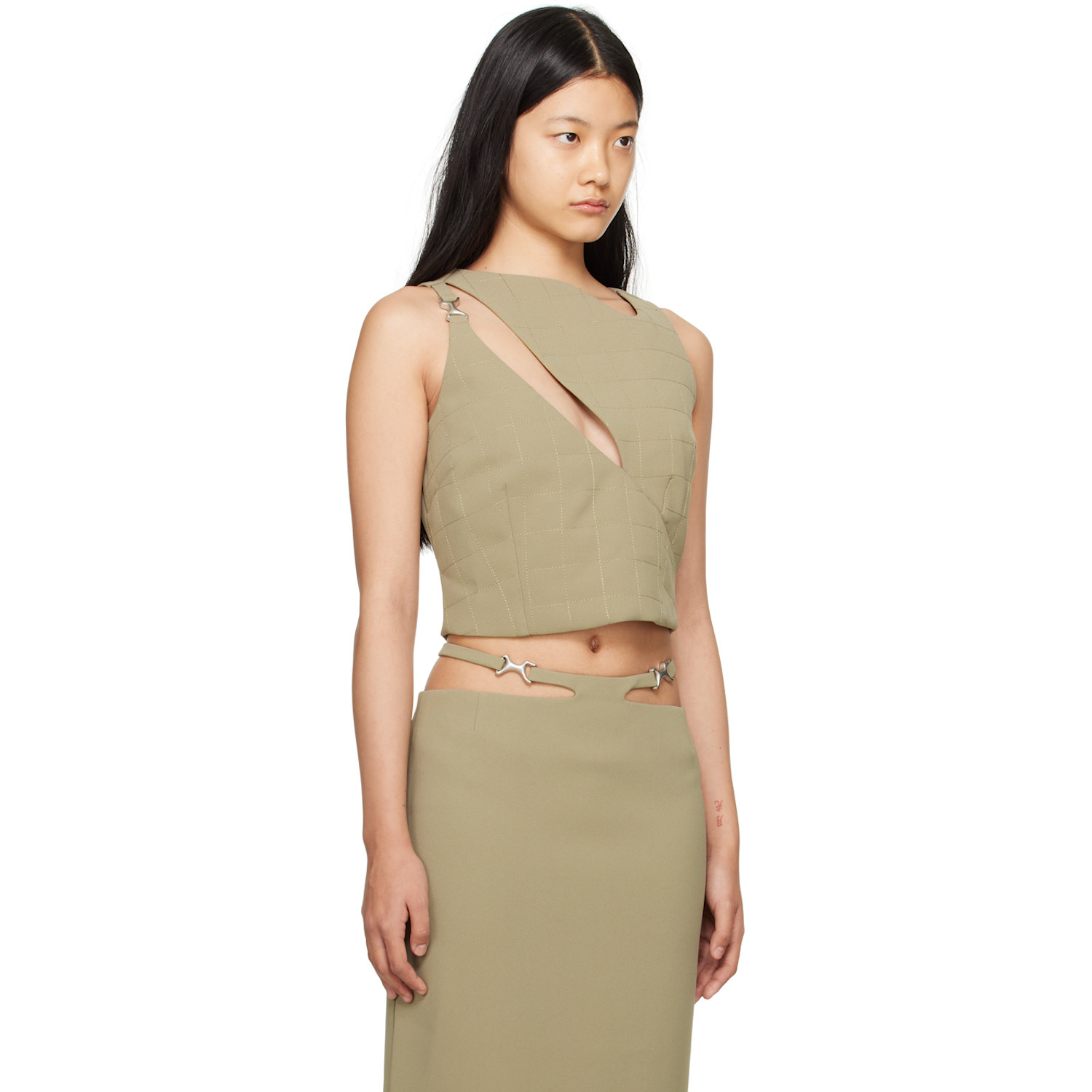 Paris Georgia Khaki Quilted Tank Top 