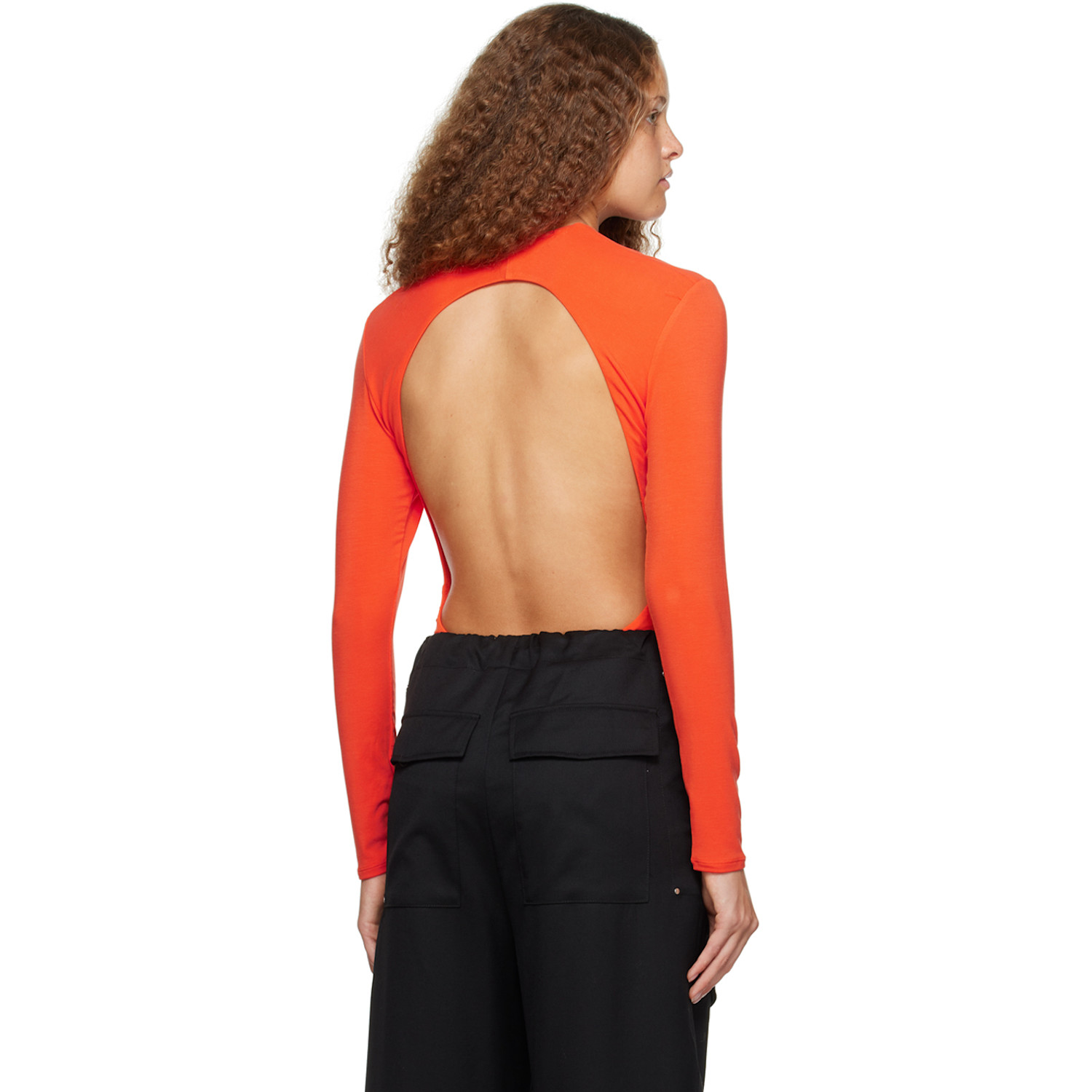  Paris Georgia Orange Backless Bodysuit 