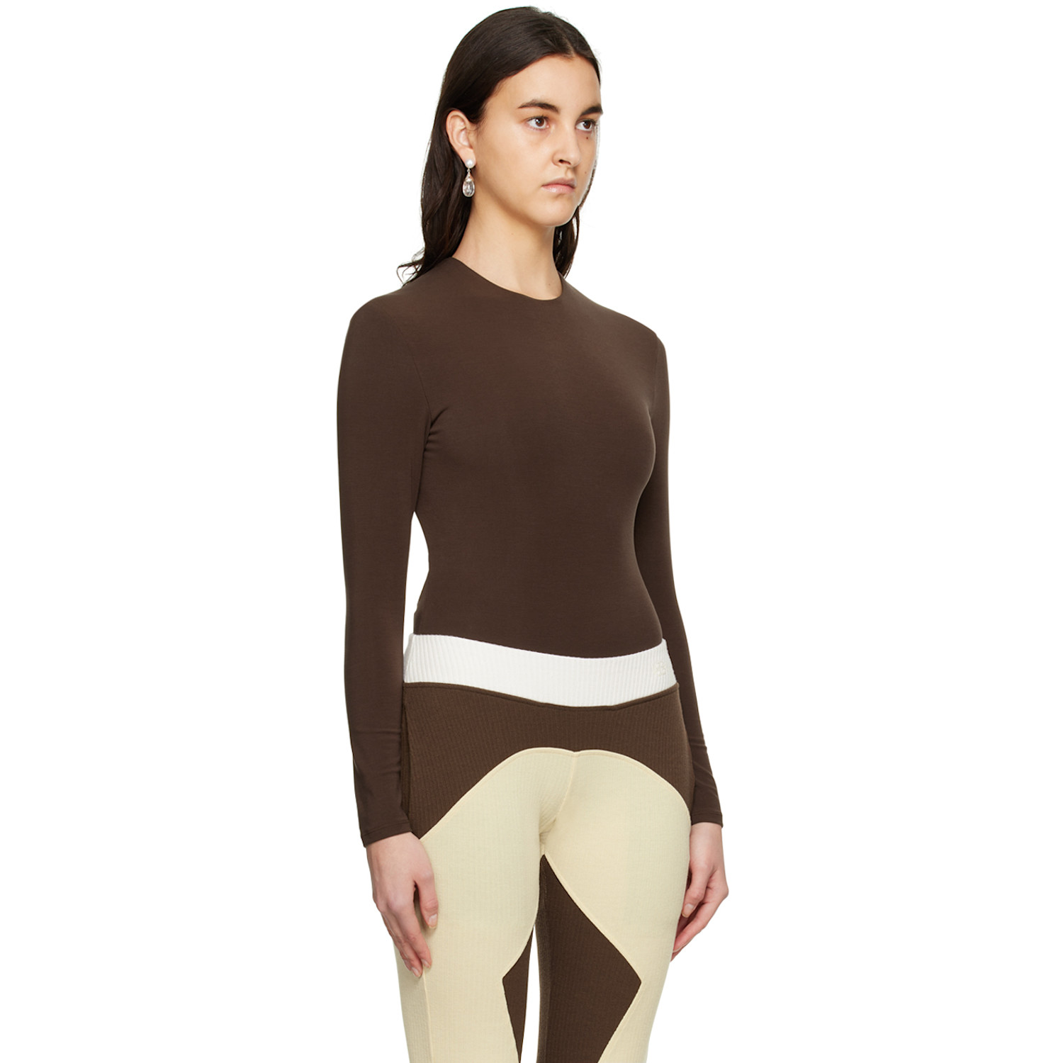  Paris Georgia Brown Backless Bodysuit 