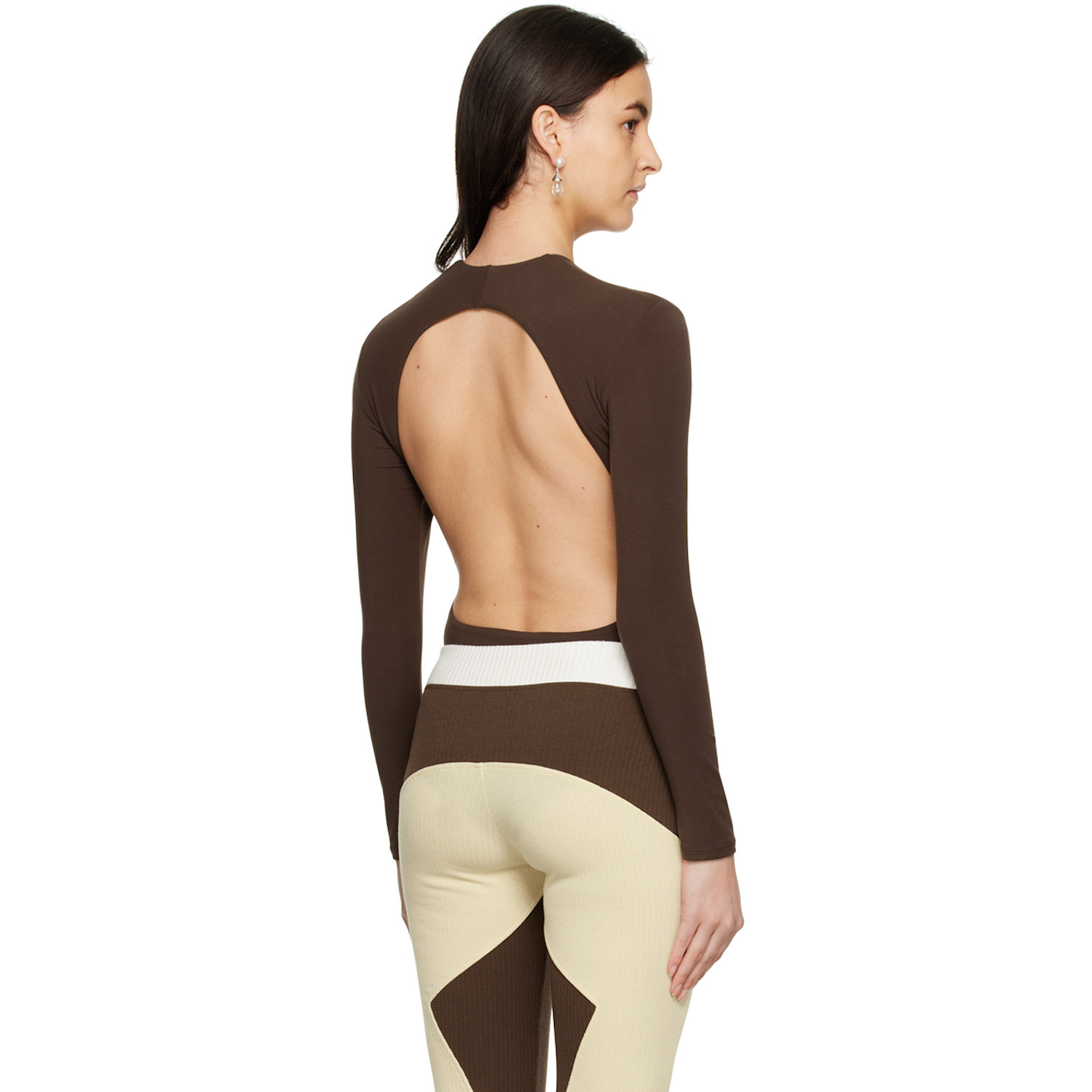  Paris Georgia Brown Backless Bodysuit 