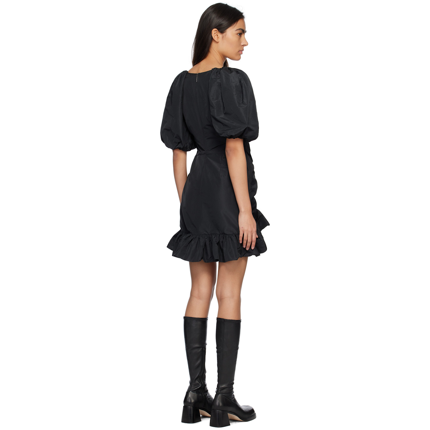  Msgm Black Ruffled Mini Dress 