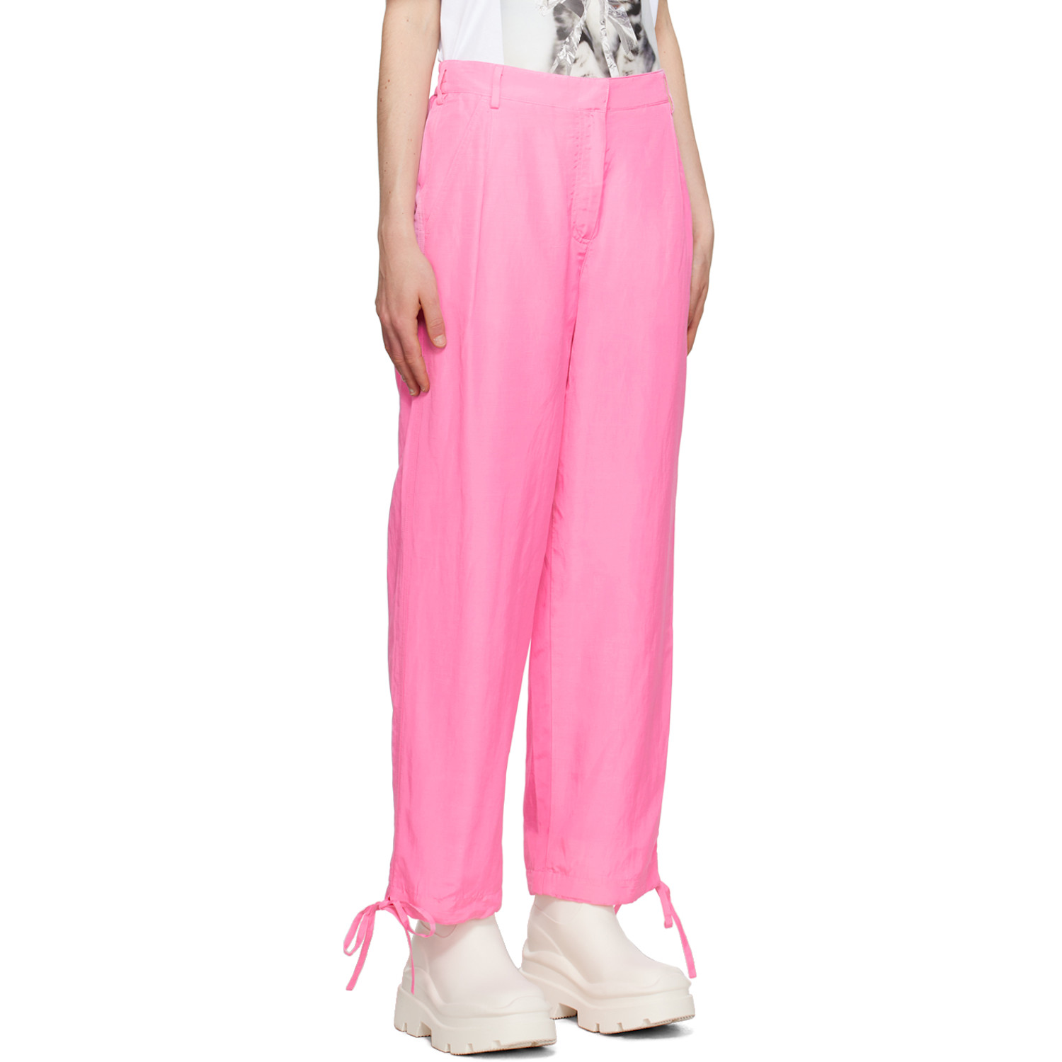  Msgm Pink Drawstring Trousers 