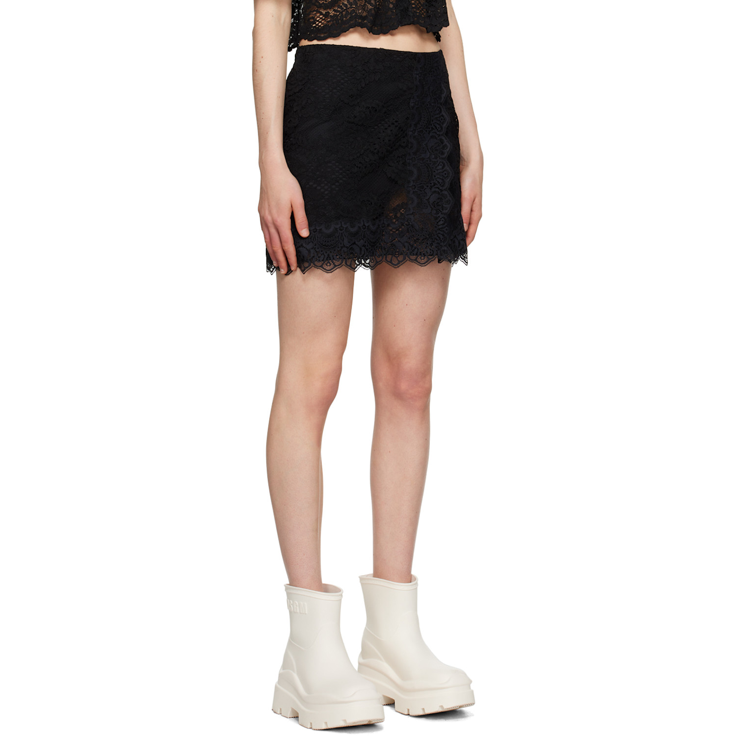  Msgm Black Scalloped Miniskirt 