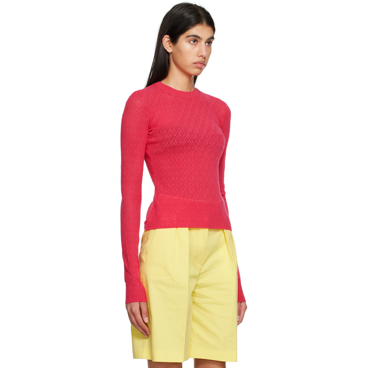  Msgm Pink Crewneck Long Sleeve T-shirt 
