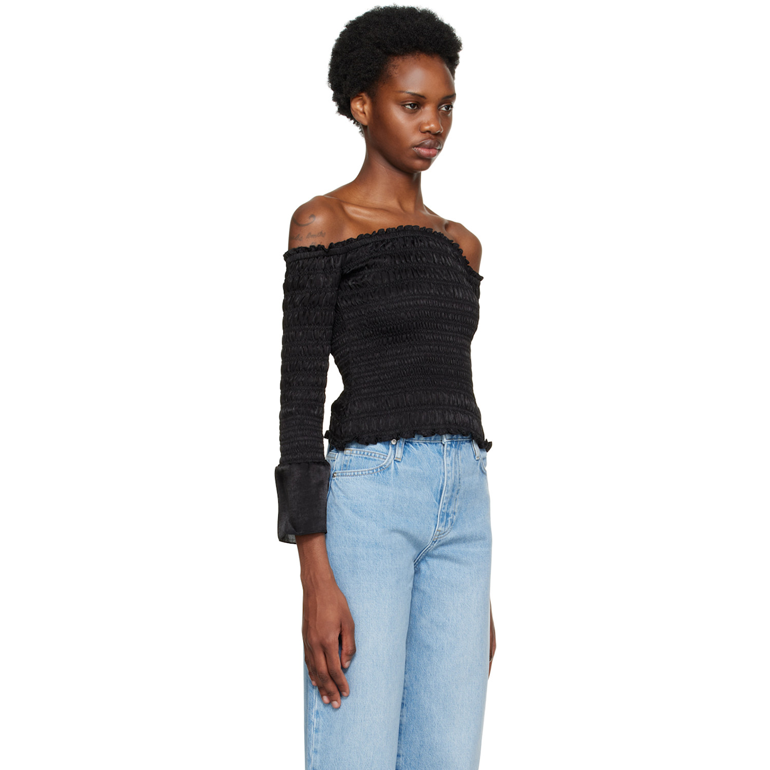  Frame Black Off-the-shoulder Blouse 
