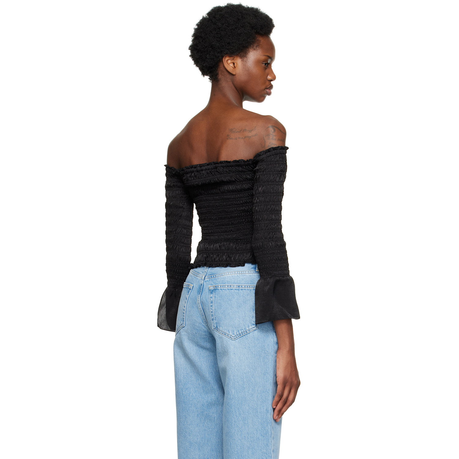  Frame Black Off-the-shoulder Blouse 