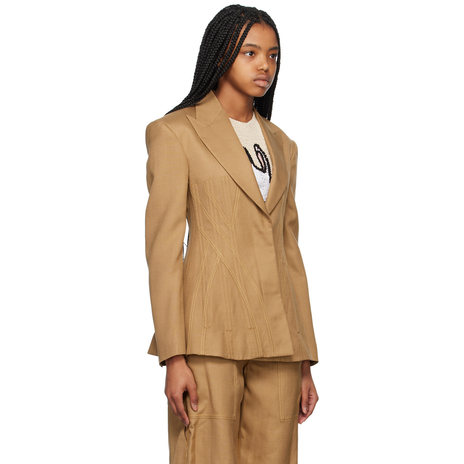  Stella Mccartney Tan Corset Blazer 