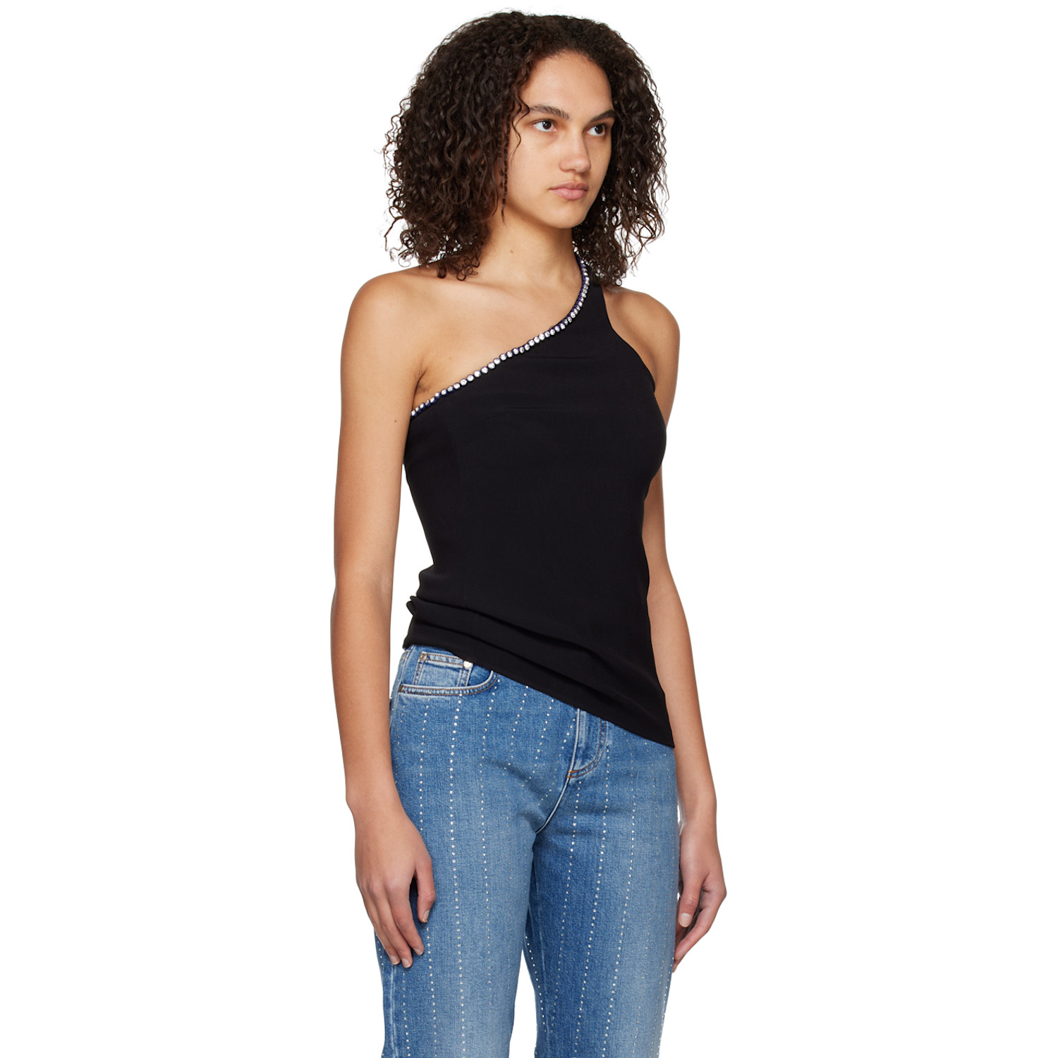  Stella Mccartney Black Single-shoulder Tank Top 