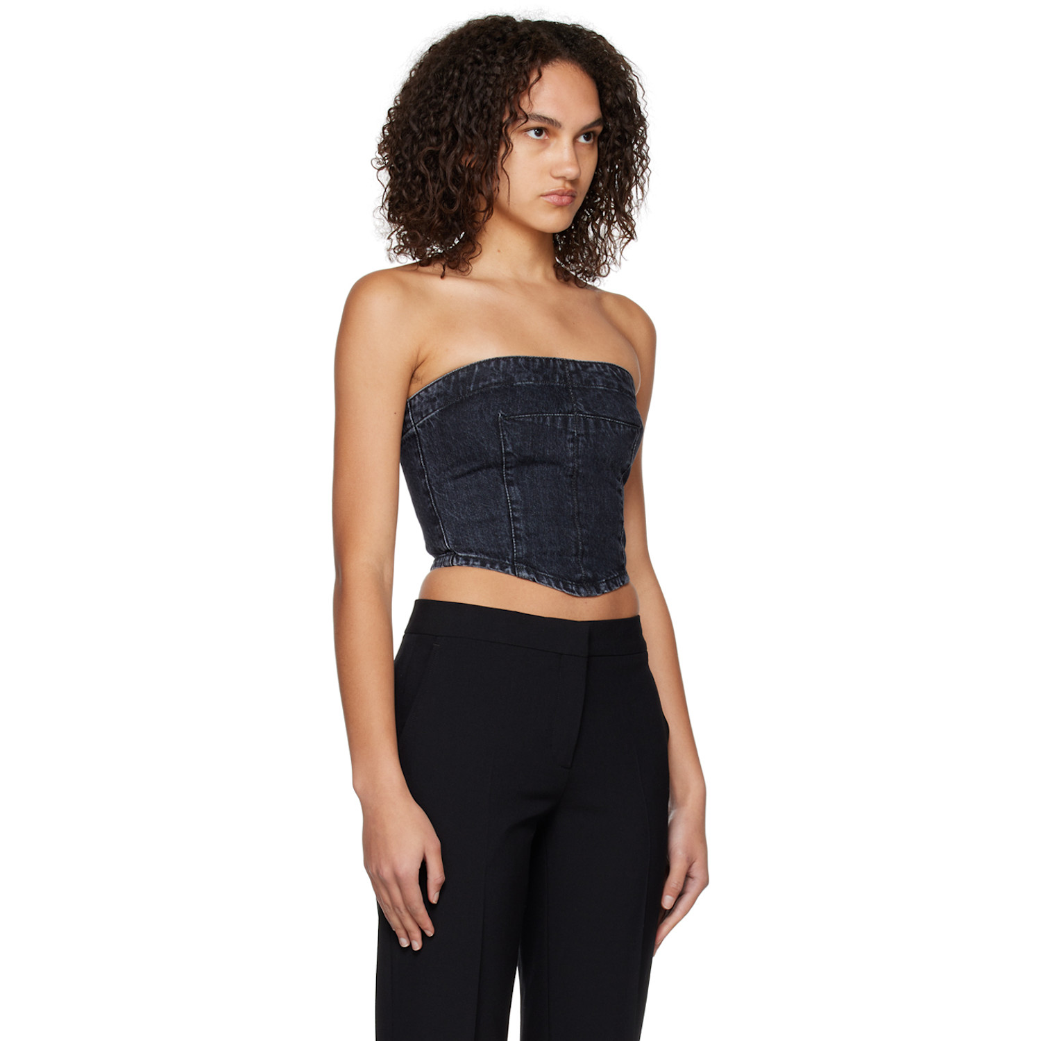  Stella Mccartney Navy Washed Denim Bustier 