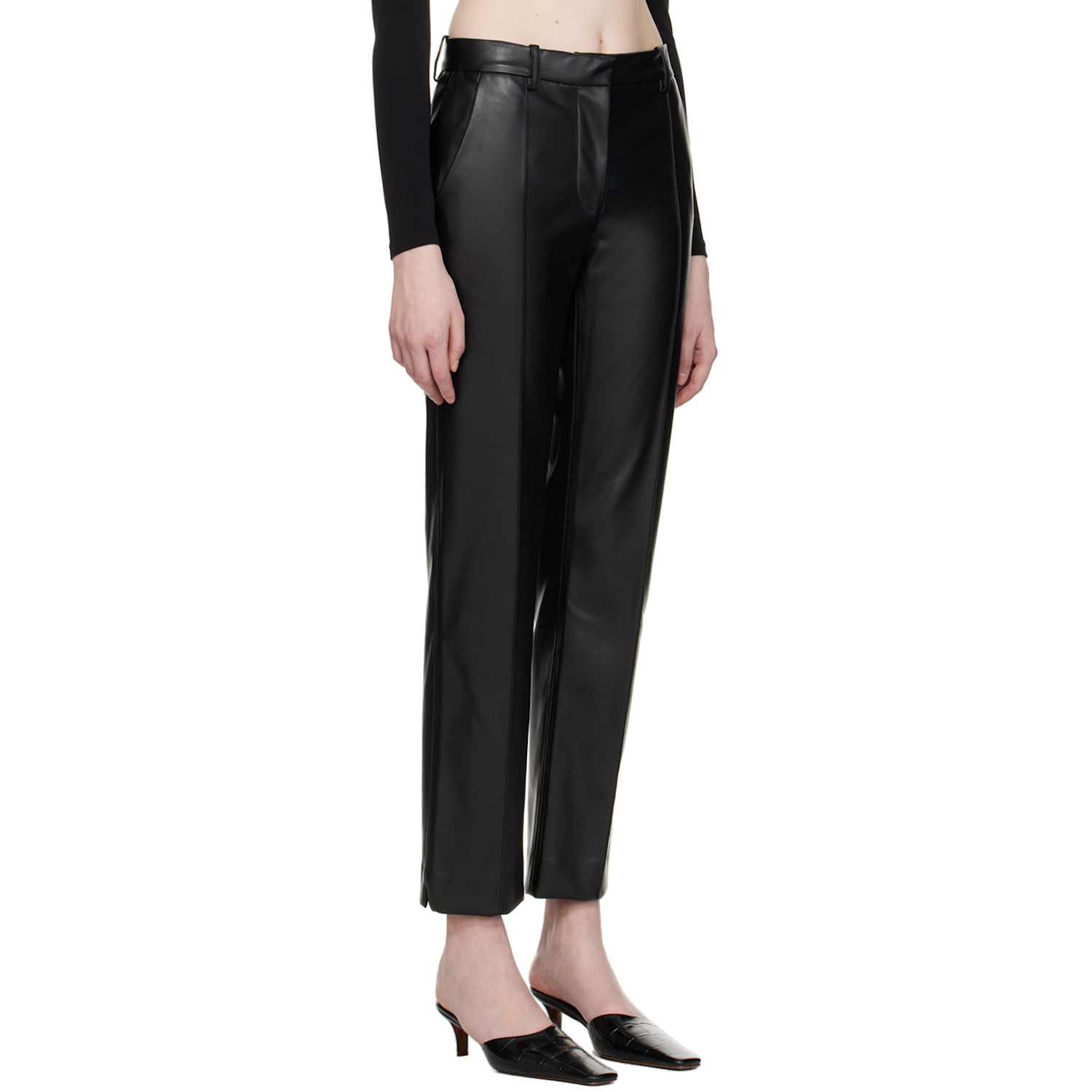  Esse Studios Black Classico Faux-leather Trousers 