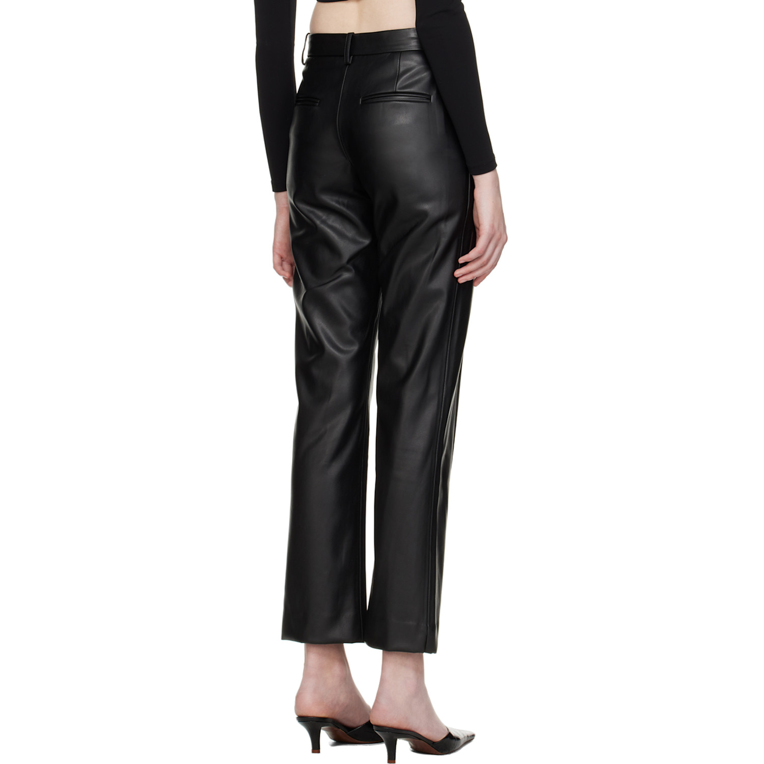  Esse Studios Black Classico Faux-leather Trousers 