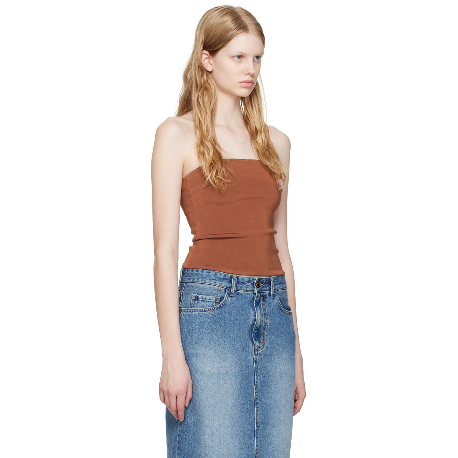  Esse Studios Brown Strapless Tube Top 