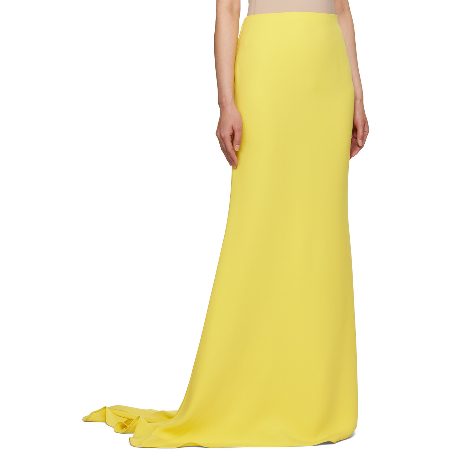  Valentino Yellow Flared Maxi Skirt 