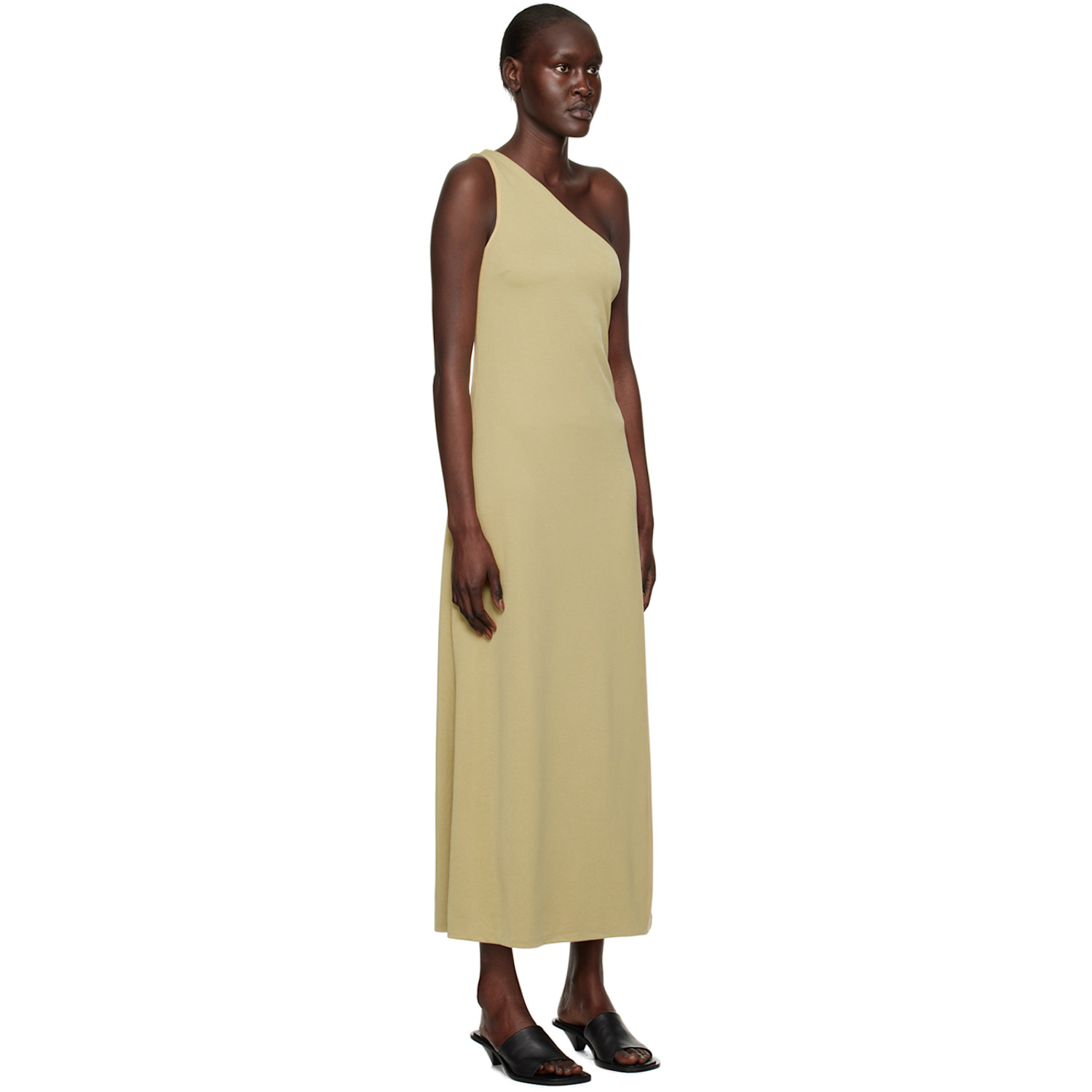  Third Form Khaki Form One Shoulder Midi Dress 