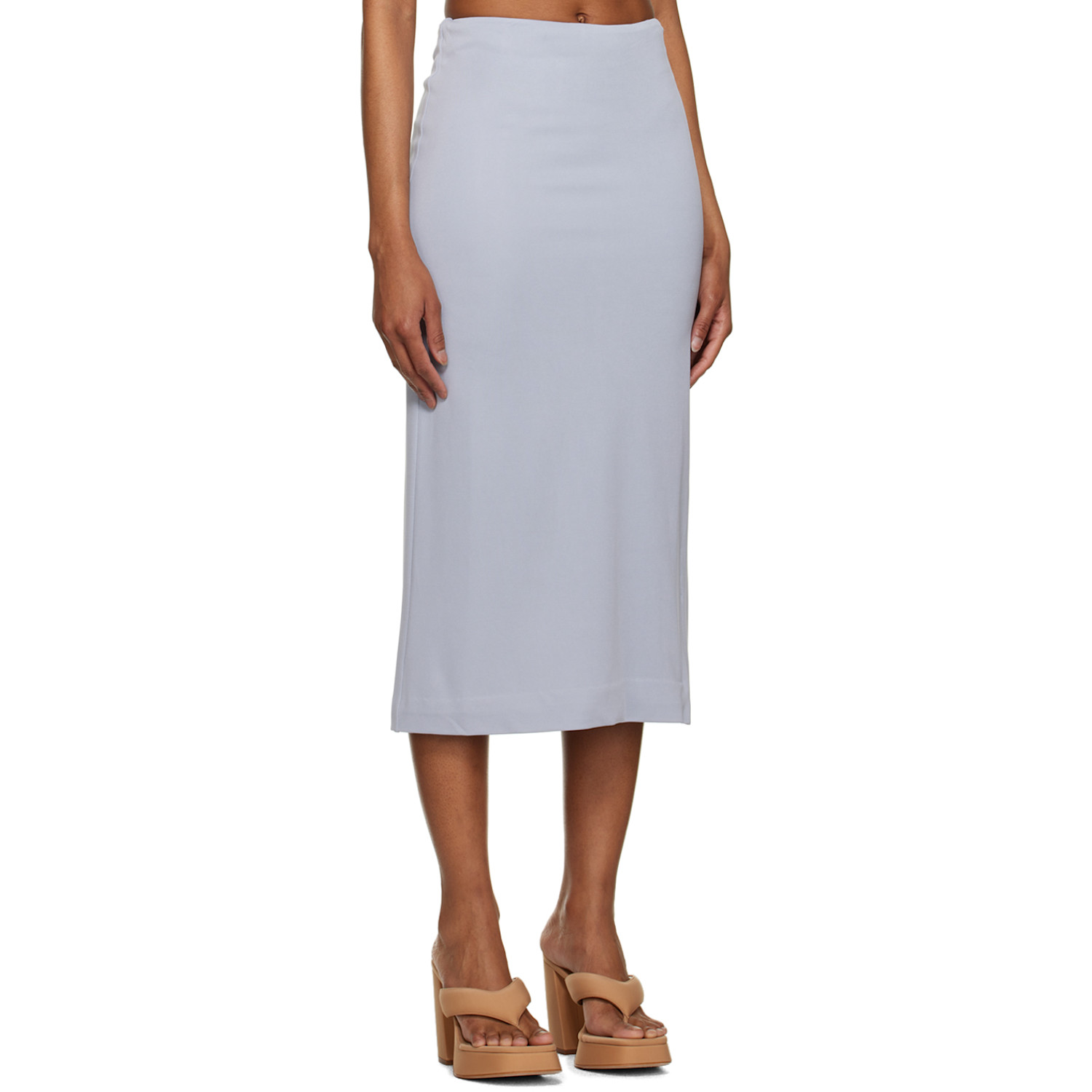  Third Form Blue Mode Split Side Midi Skirt 