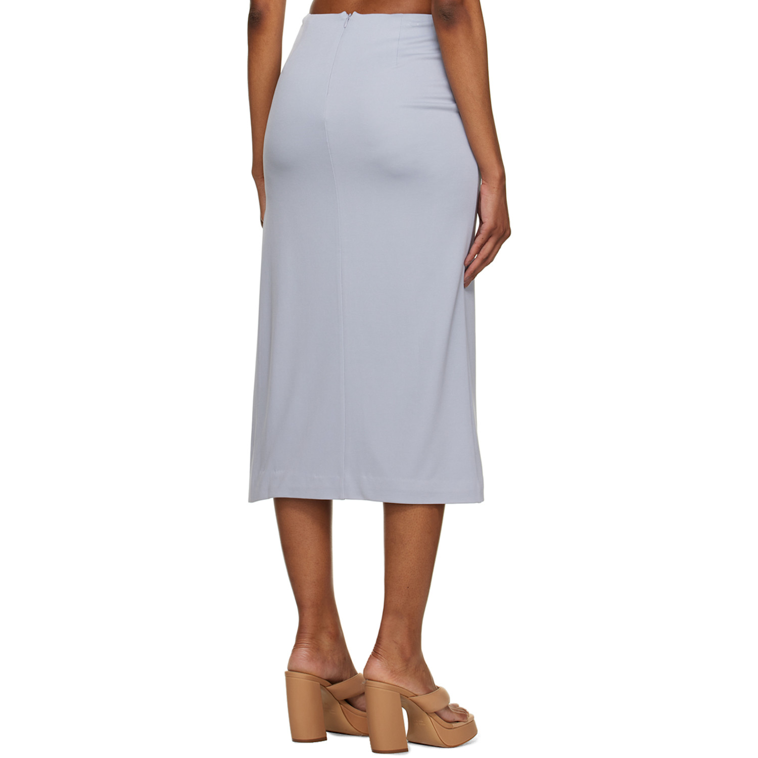  Third Form Blue Mode Split Side Midi Skirt 