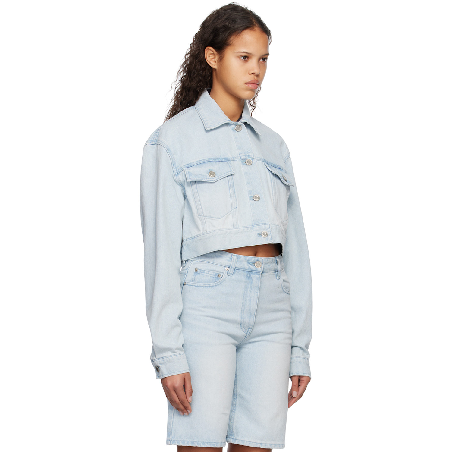  System Blue Cropped Denim Jacket 