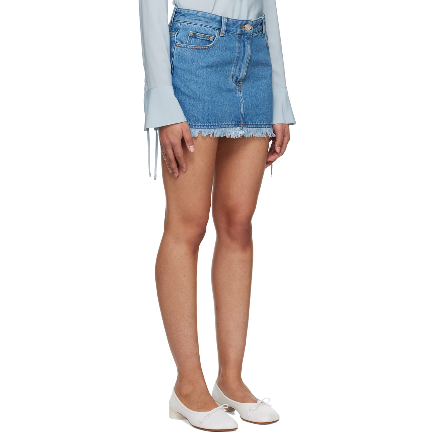  System Blue Frayed Denim Miniskirt 