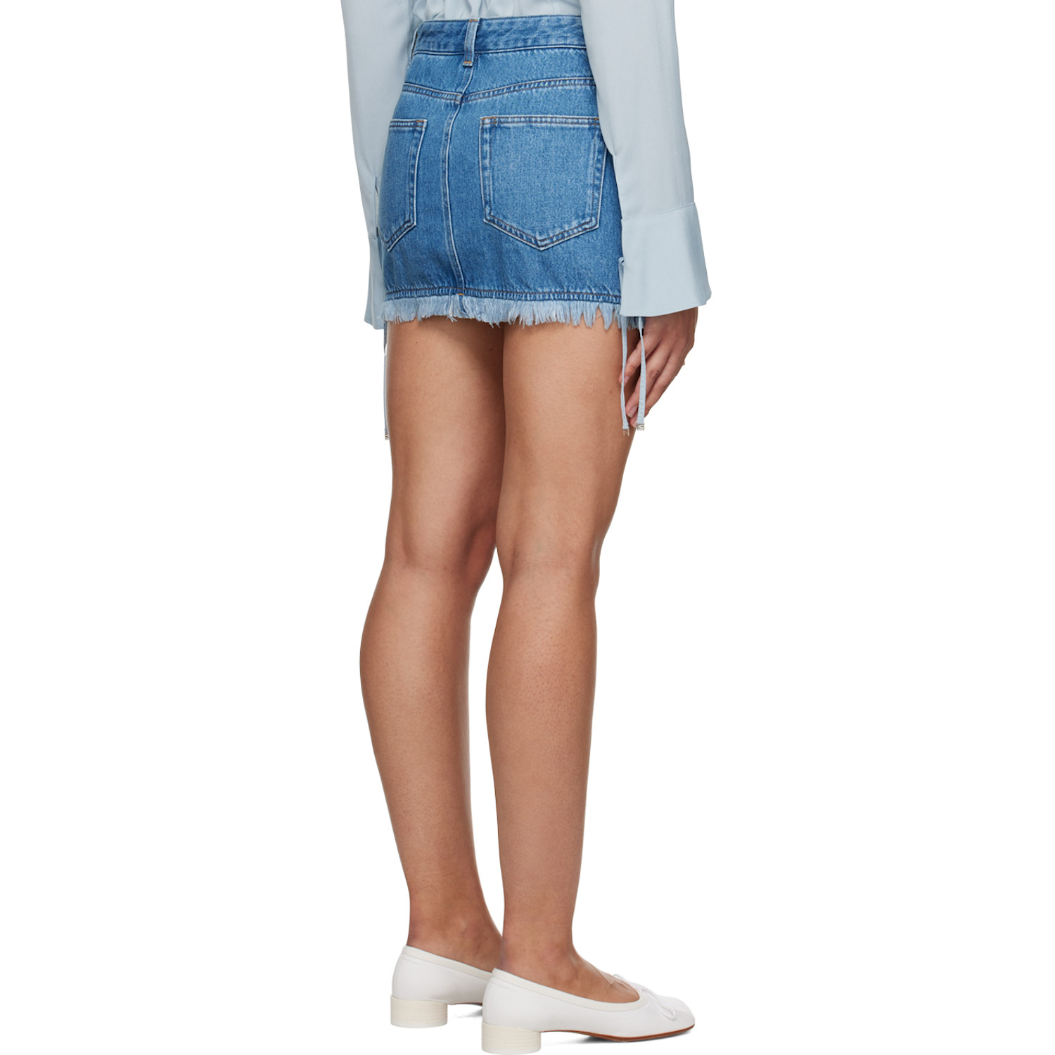  System Blue Frayed Denim Miniskirt 