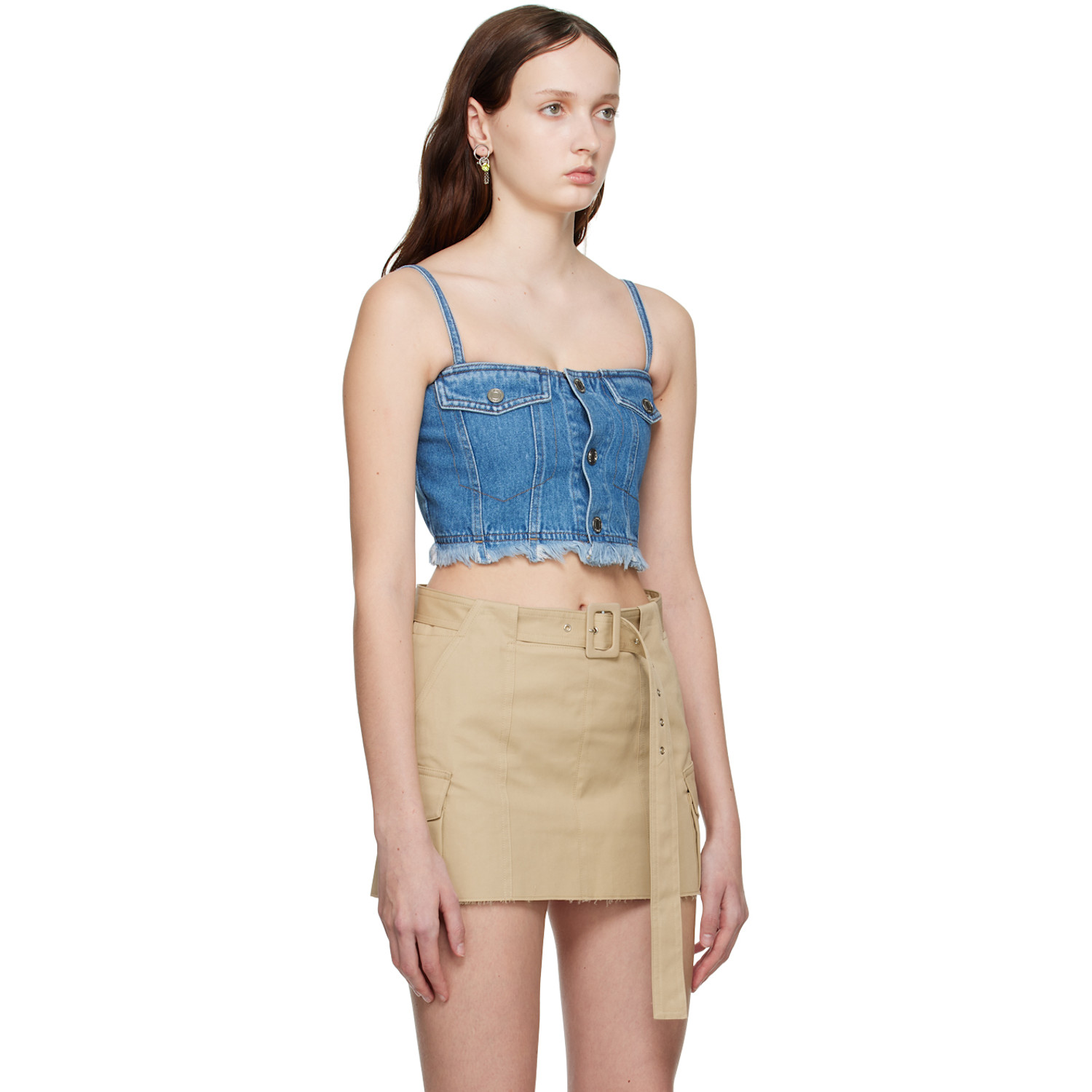  System Blue Paneled Denim Tank Top 