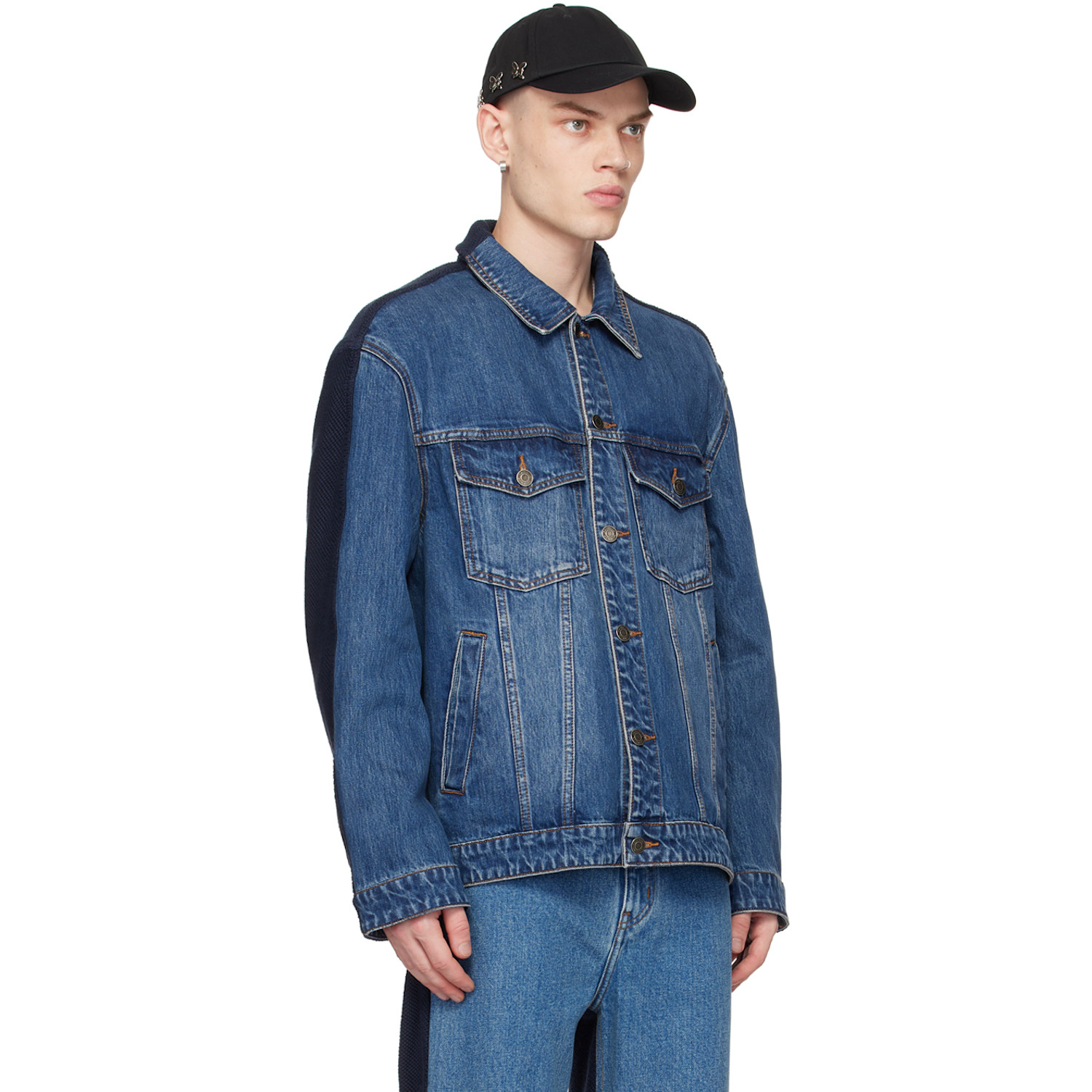  Calvinluo Blue Paneled Denim Jacket 