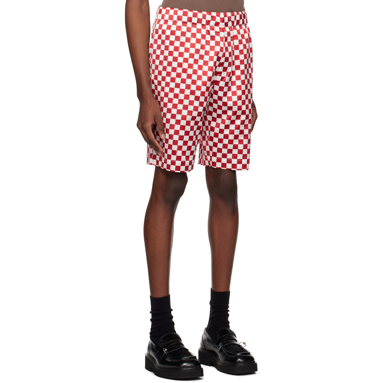  Meryll Rogge Burgundy & White Check Shorts 