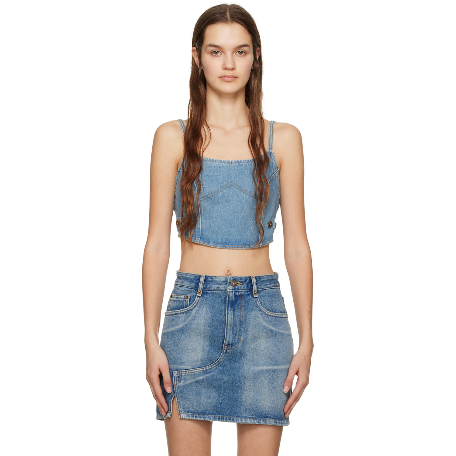 DRAE Blue Spaghetti Strap Denim Camisole