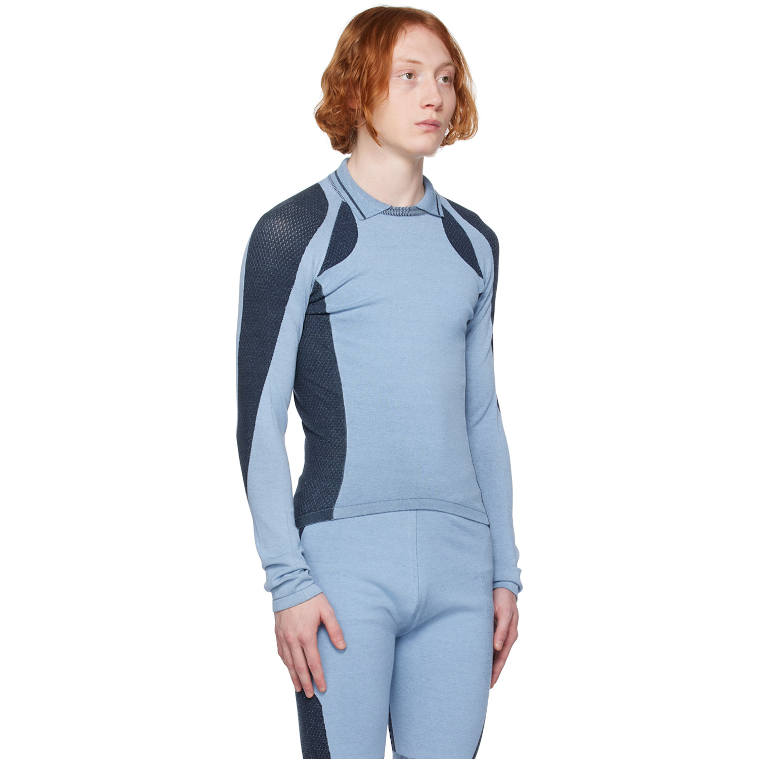  Saul Nash Blue Drop Stitch Polo 