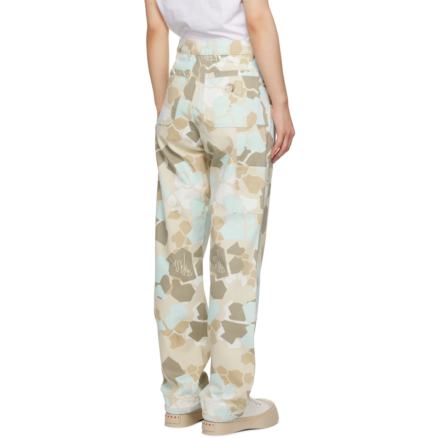  Objects Iv Life Beige & Blue Camouflage Jeans 