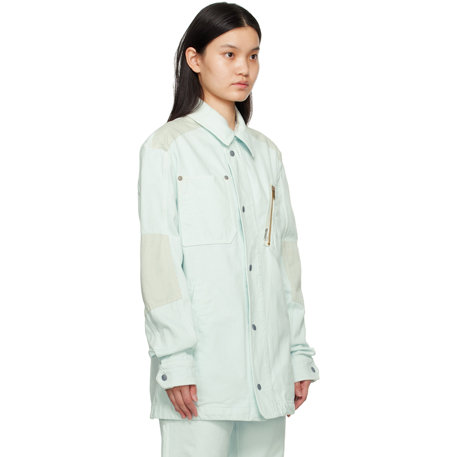  Objects Iv Life Blue Zip Pocket Denim Shirt 